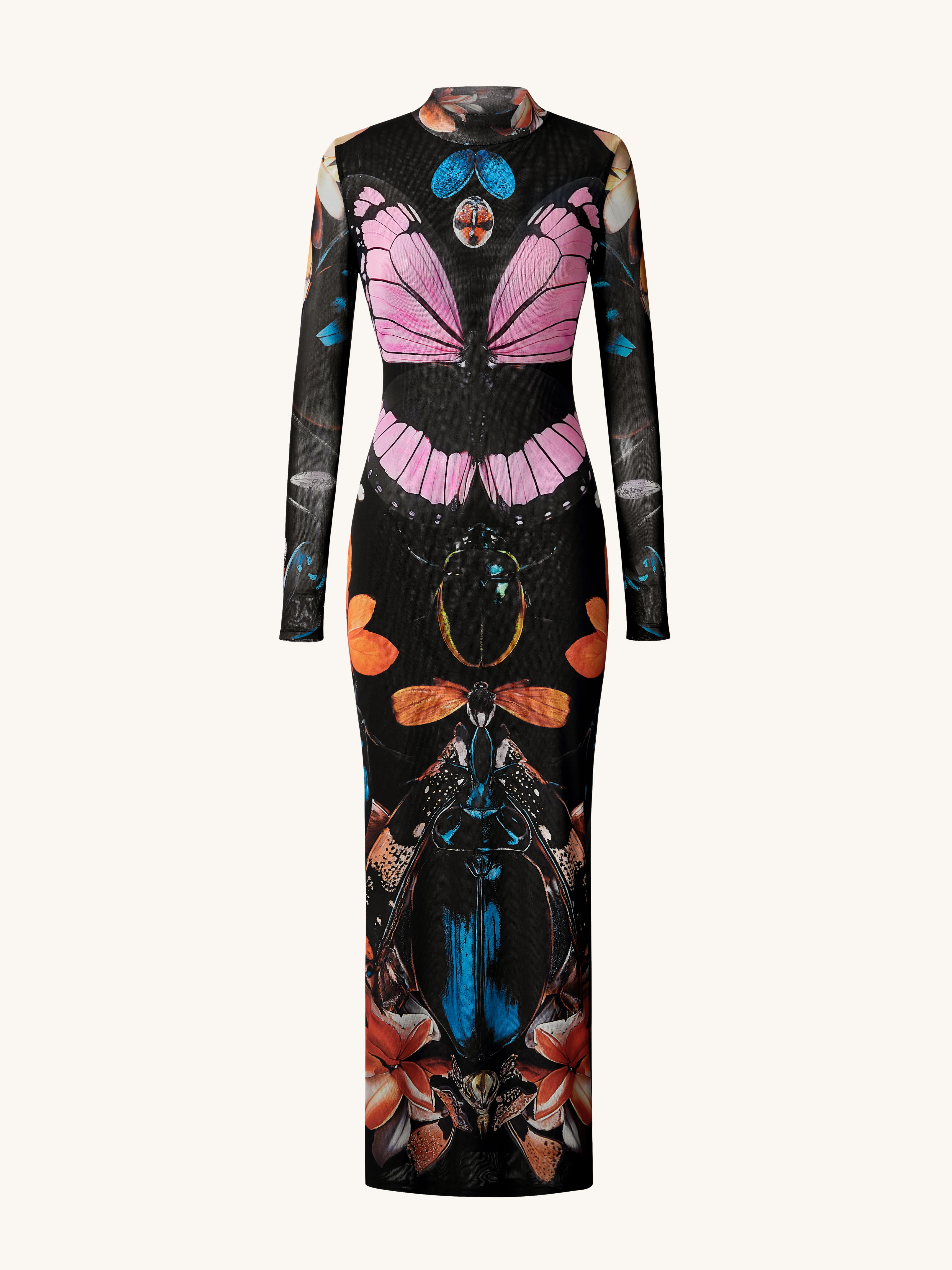 Double-layered Mesh Sheer Butterfly and Beetle Gown - Multicolor - Image 6