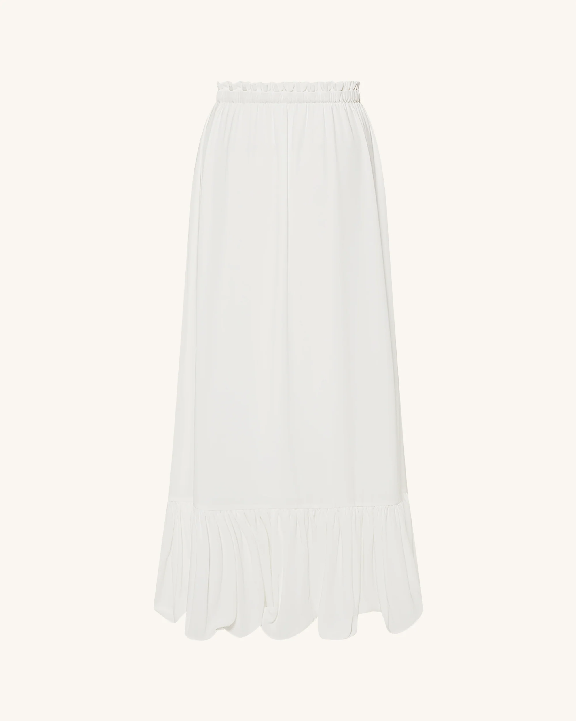 Drawstring Chiffon Maxi Skirt - White - Image 5