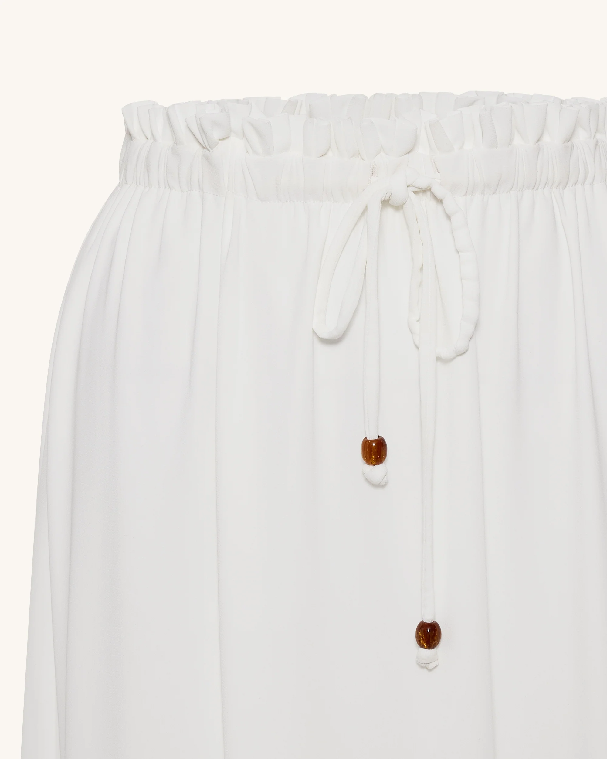 Drawstring Chiffon Maxi Skirt - White - Image 6