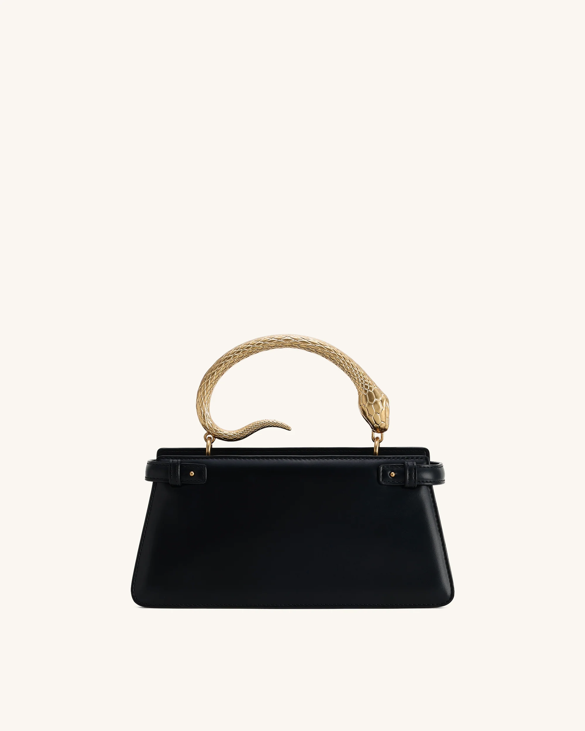 Elena Snake Handle Top Handle Bag - Black - Image 3