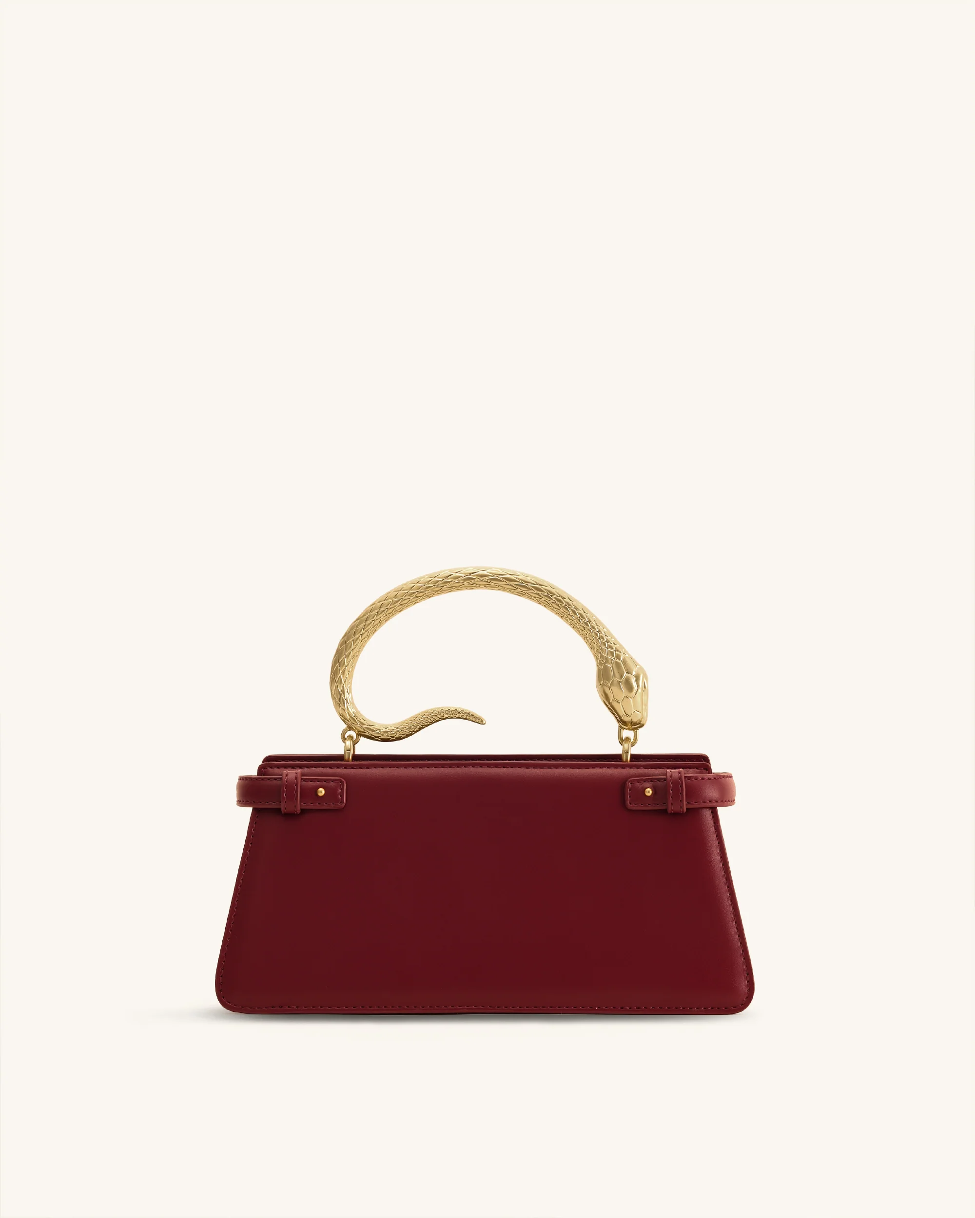 Elena Snake Handle Top Handle Bag - Wine Red - Image 3