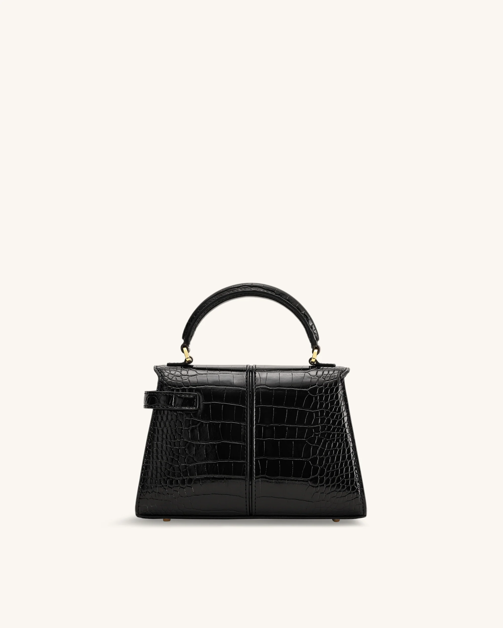 Elise Top Handle Bag - Black Croc - Image 3