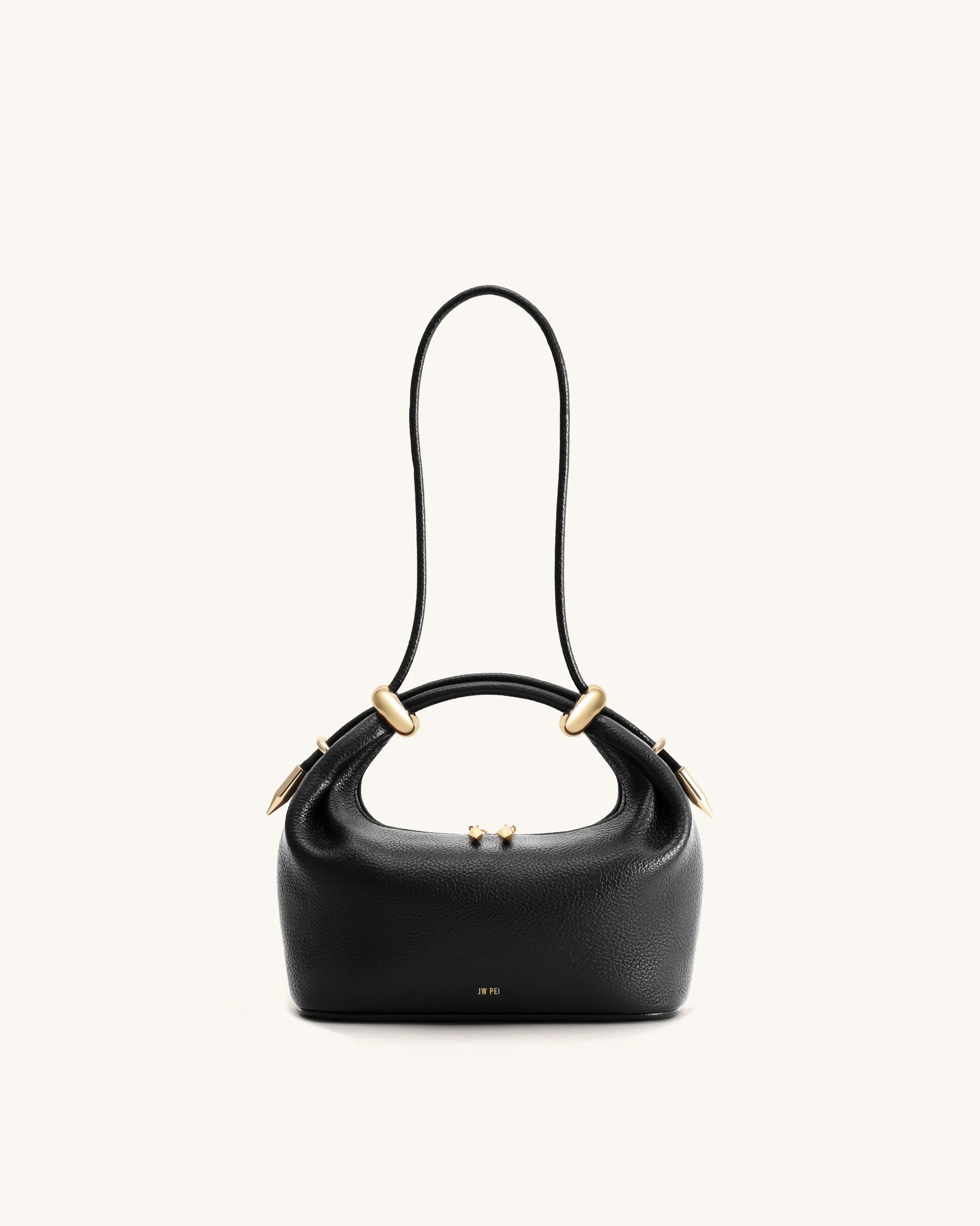 Ellie Metal Ring Embellished Top Handle Bag - Black - Image 3