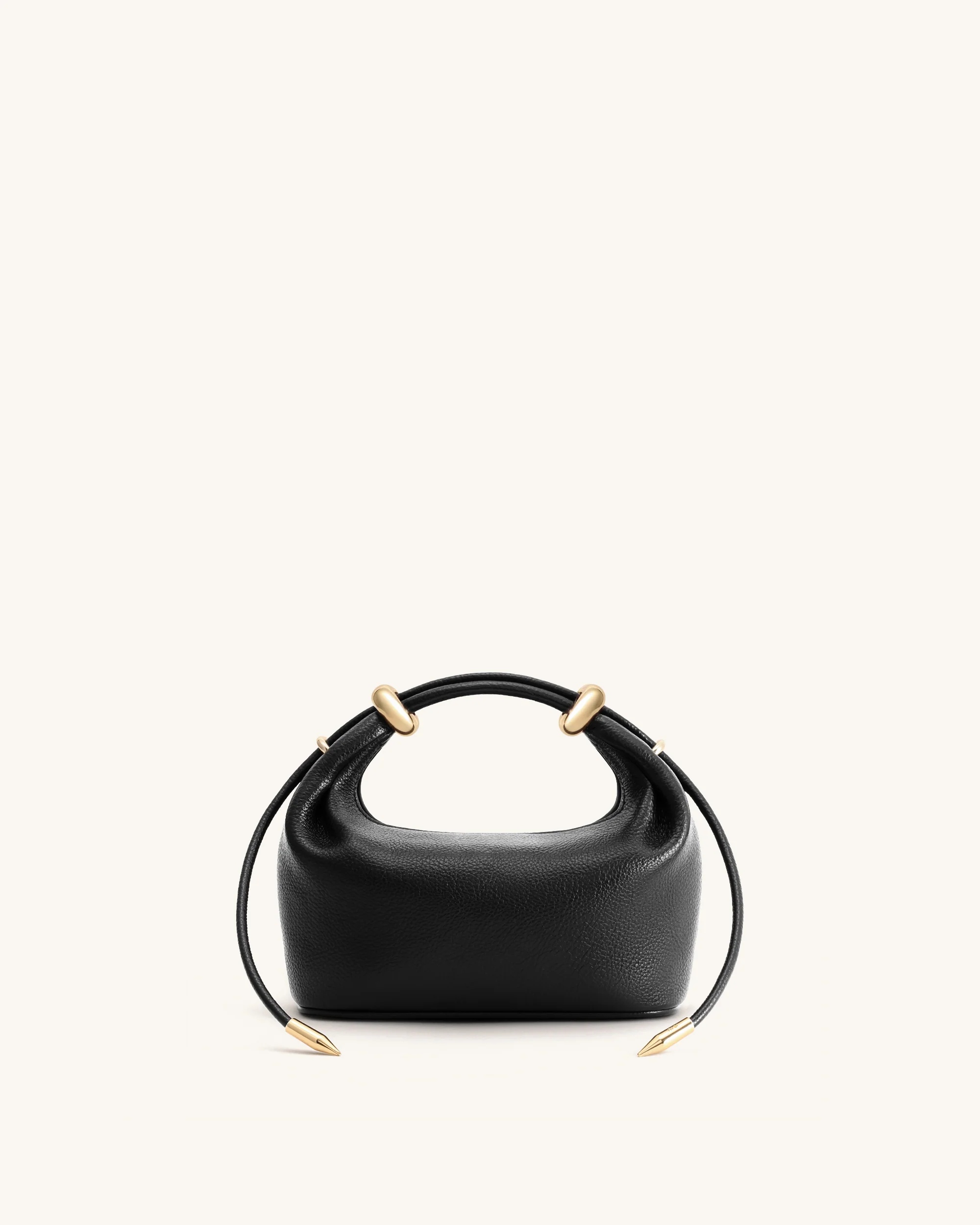 Ellie Metal Ring Embellished Top Handle Bag - Black - Image 5