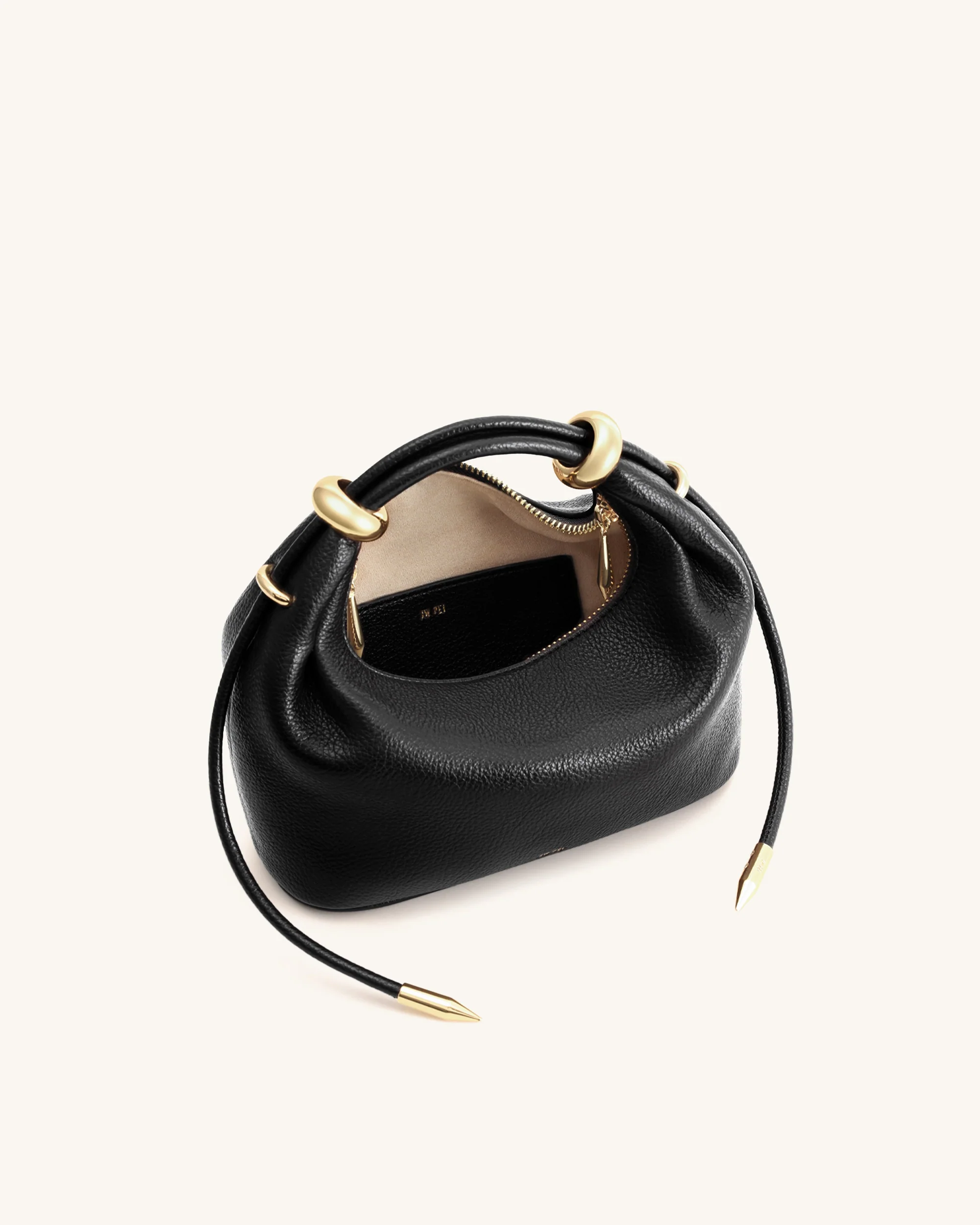Ellie Metal Ring Embellished Top Handle Bag - Black - Image 6