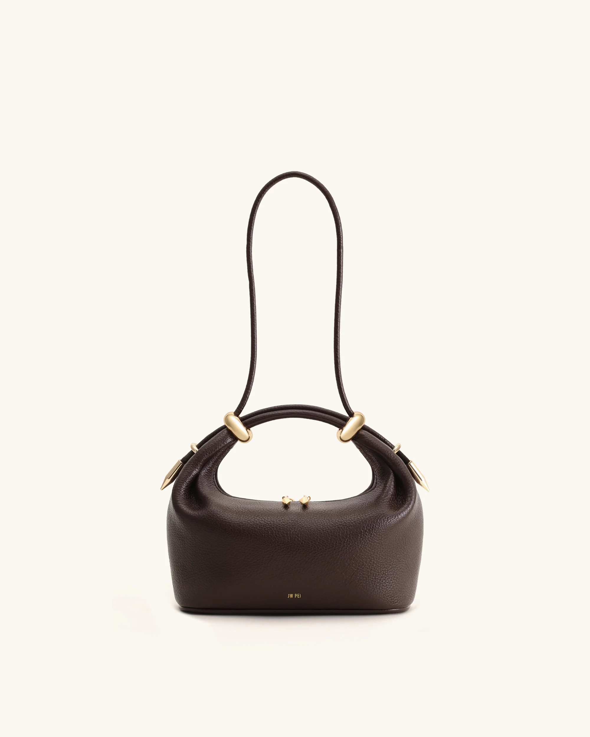 Ellie Metal Ring Embellished Top Handle Bag - Dark Brown - Image 3