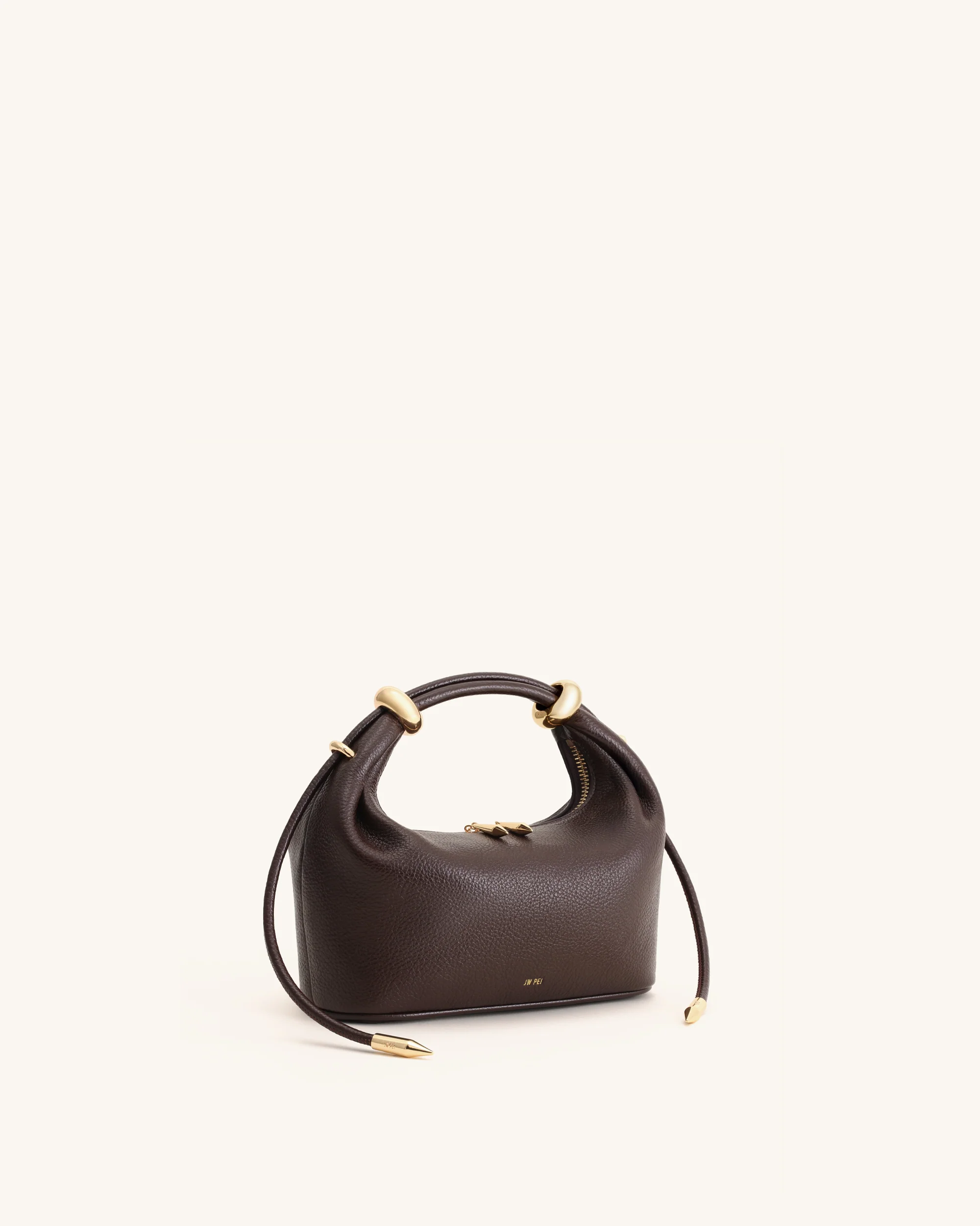 Ellie Metal Ring Embellished Top Handle Bag - Dark Brown - Image 4