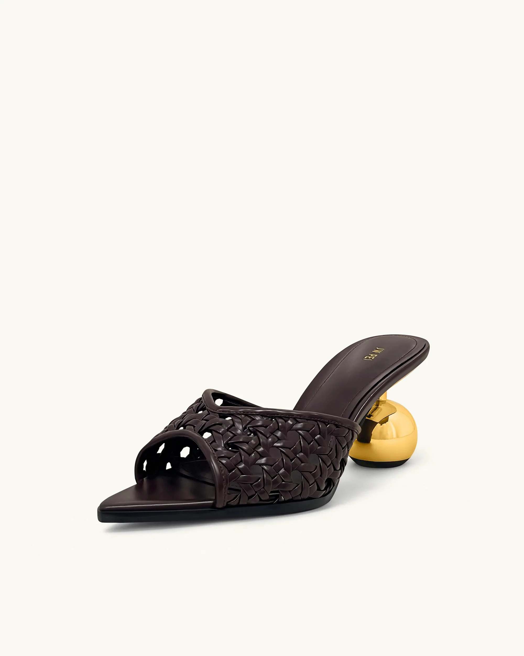 Ellie Woven Sphere Heel Mules - Deep Burgundy - Image 3