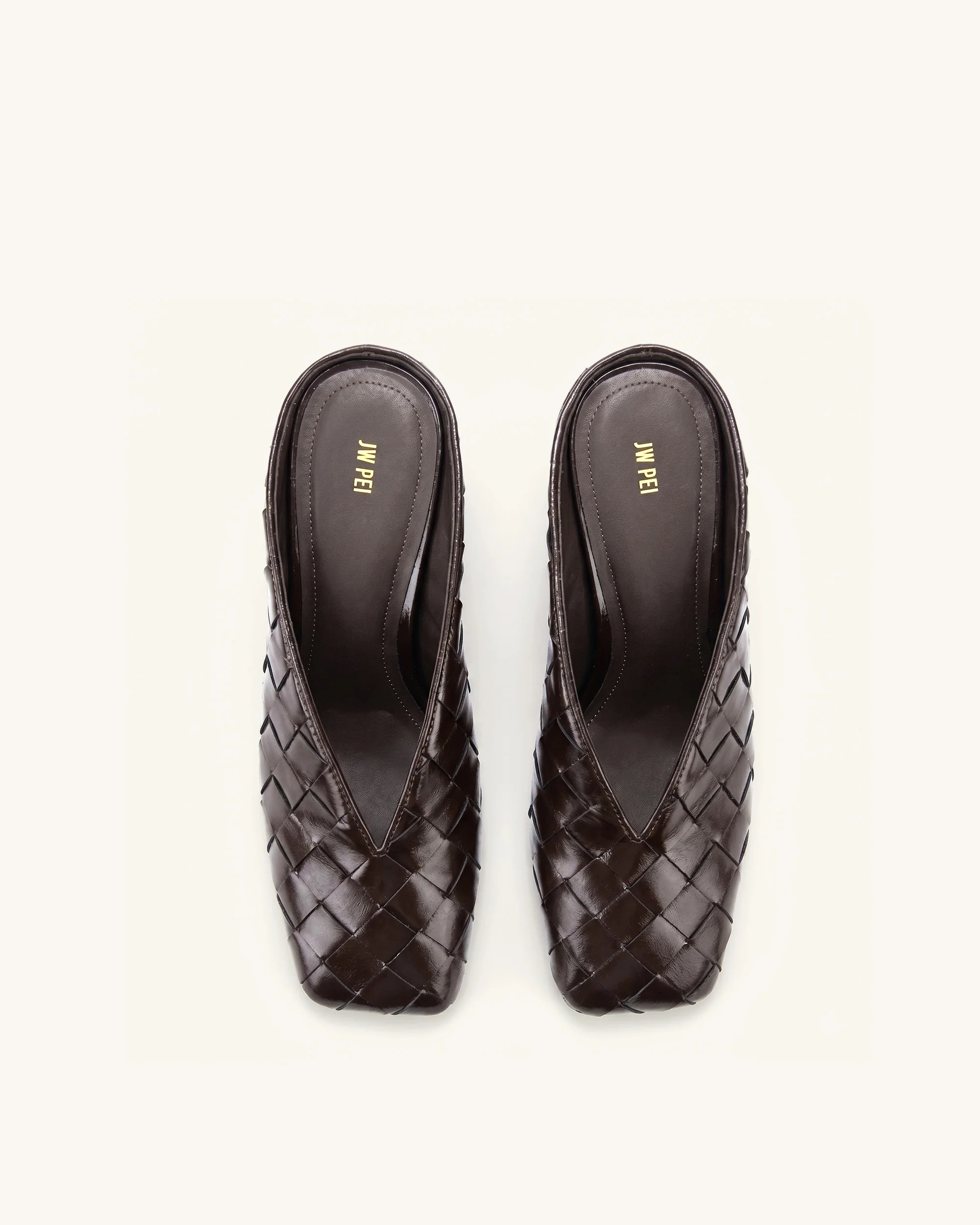 Ellie Woven Square-Toe Mule Heels - Dark Brown - Image 3