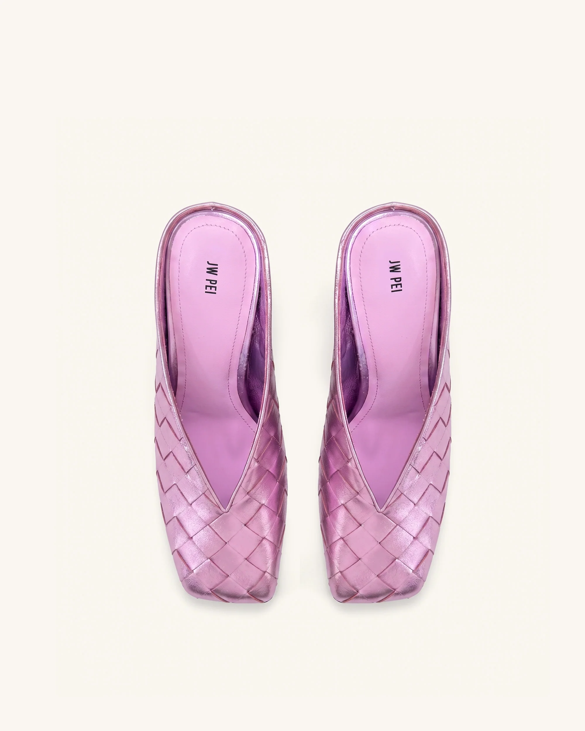 Ellie Woven Square-Toe Mule Heels - Purple - Image 3