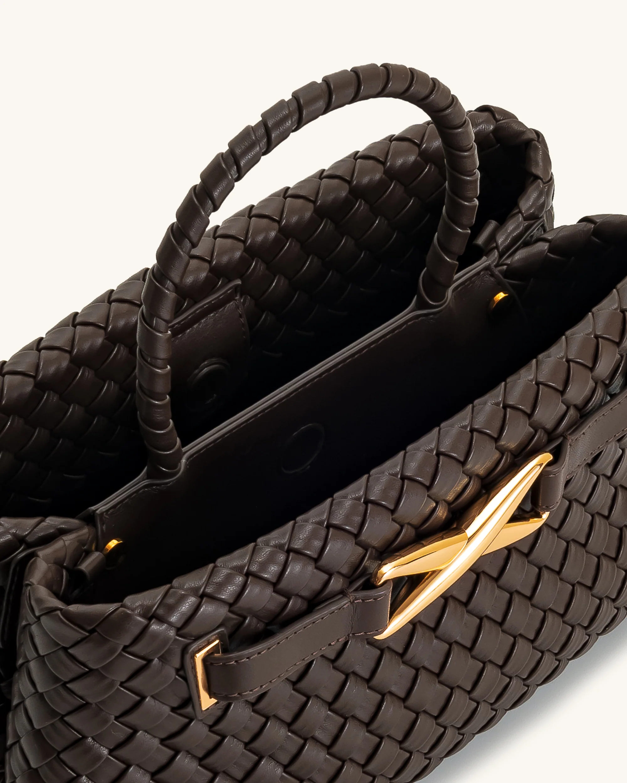 Elora Woven Tote Bag - Dark Brown - Image 5