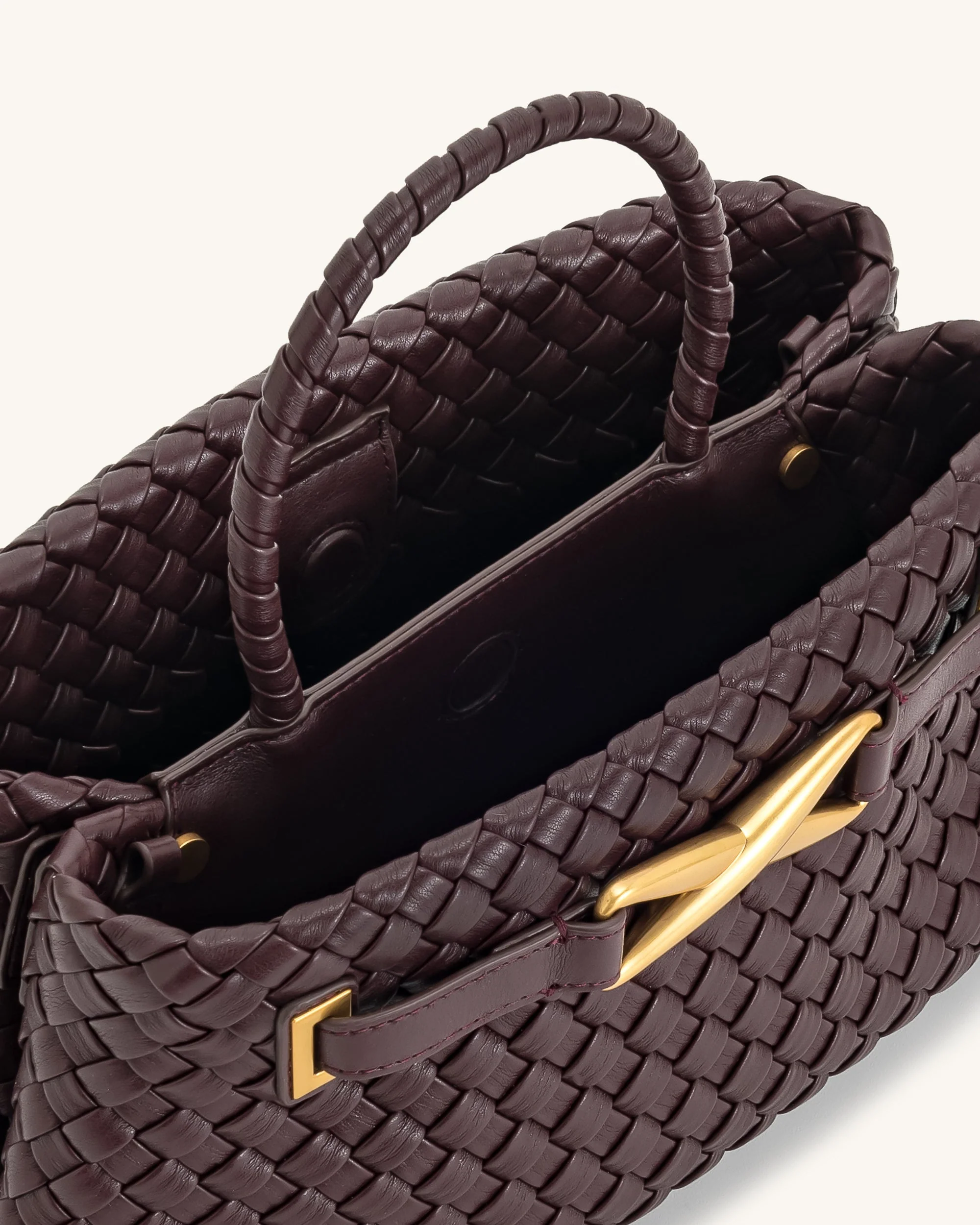 Elora Woven Tote Bag - Deep Burgundy - Image 4