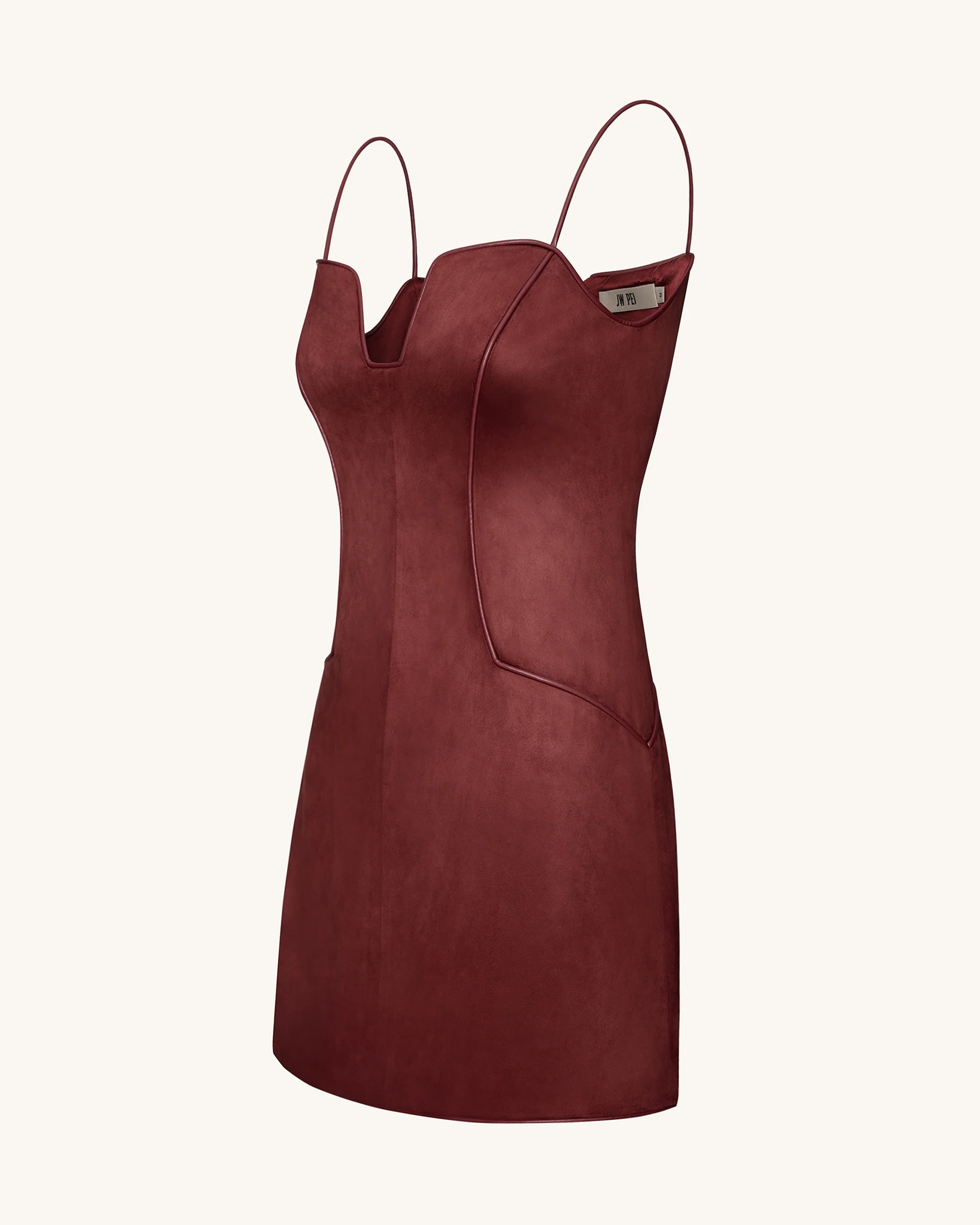 Eva Spaghetti Strap Sueded Dress - Burgundy - Image 5