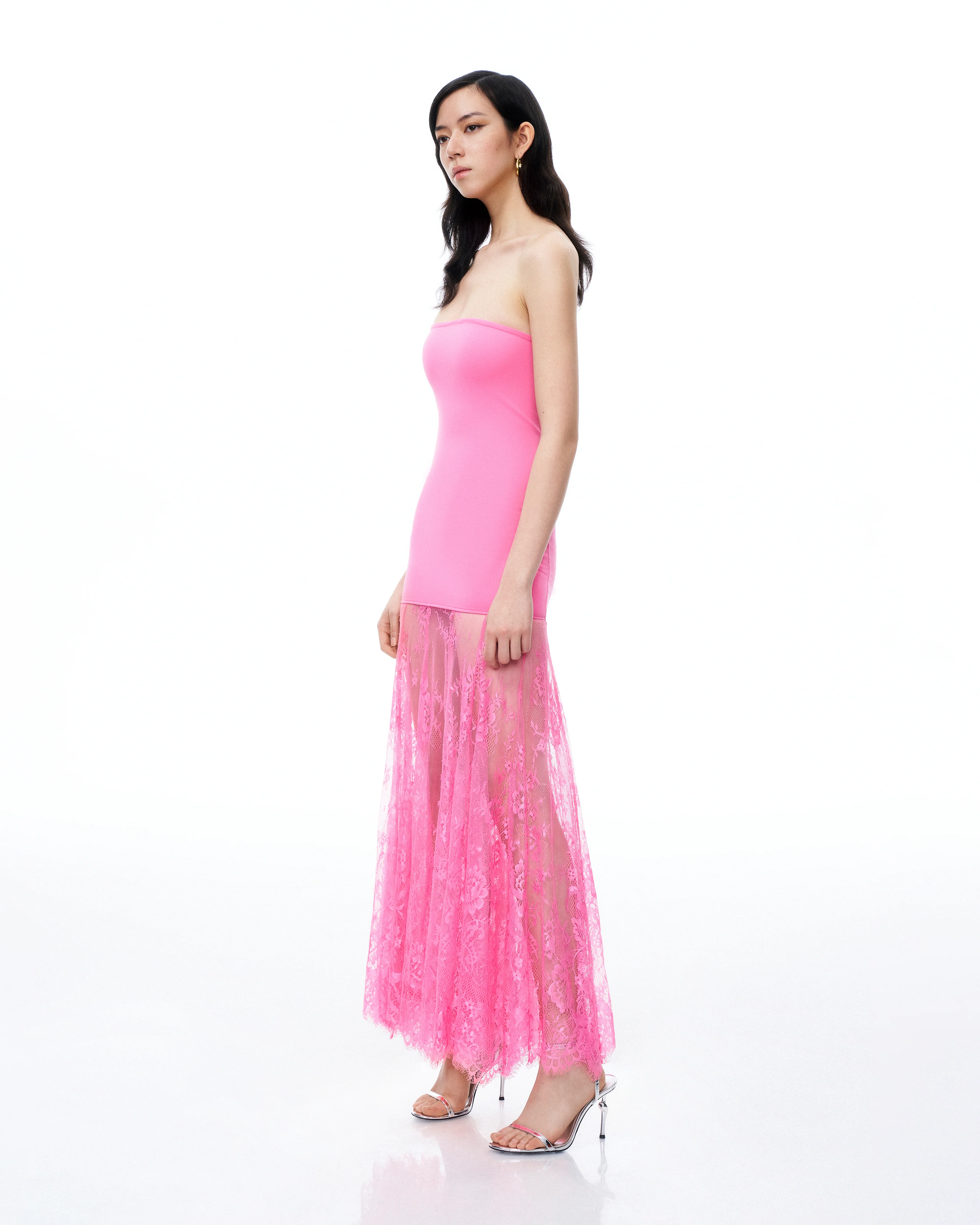 Evadne Floral Lace Dress - Pink - Image 2