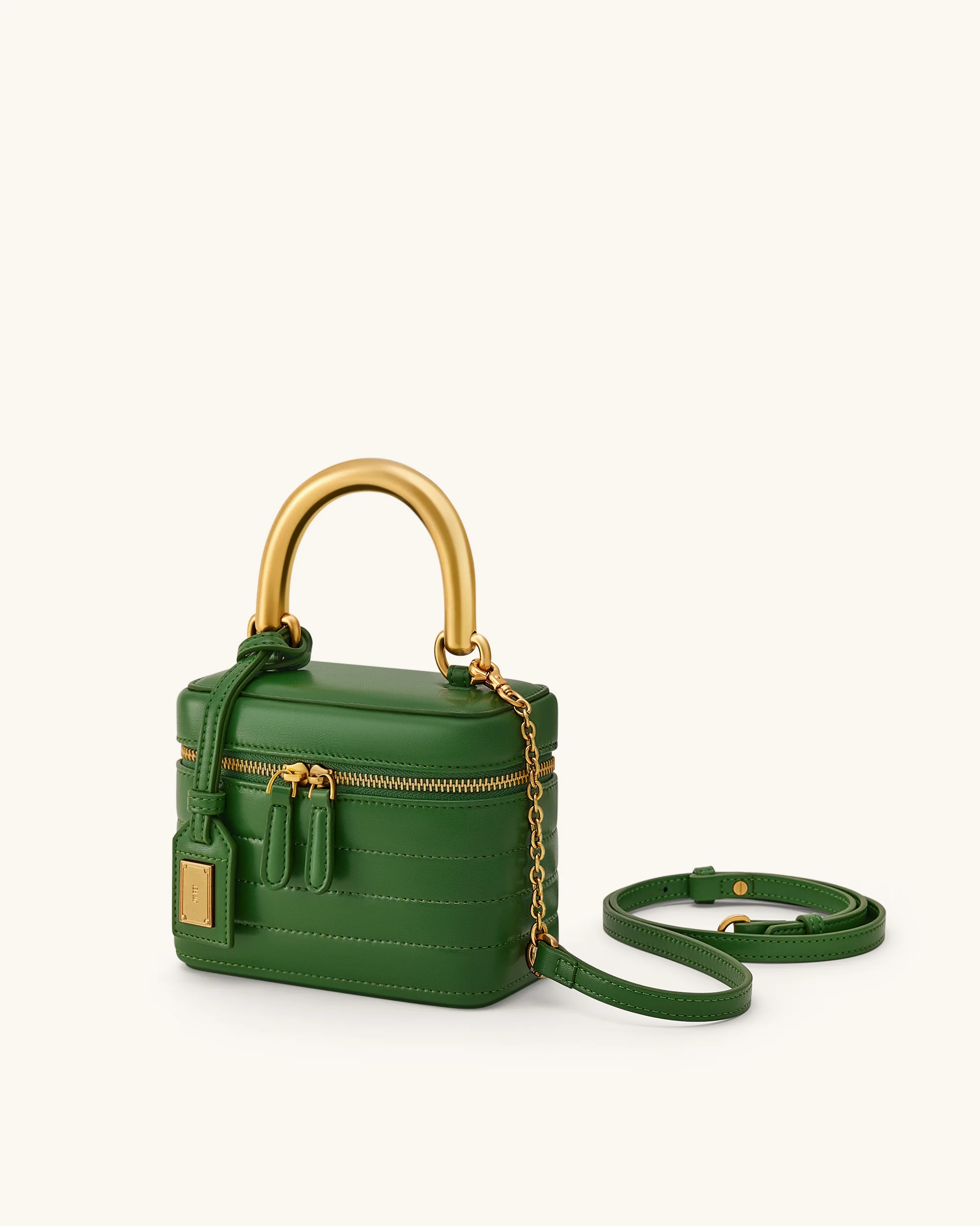 Evelyn Quilted Box Top Handle Bag - Green - Image 2