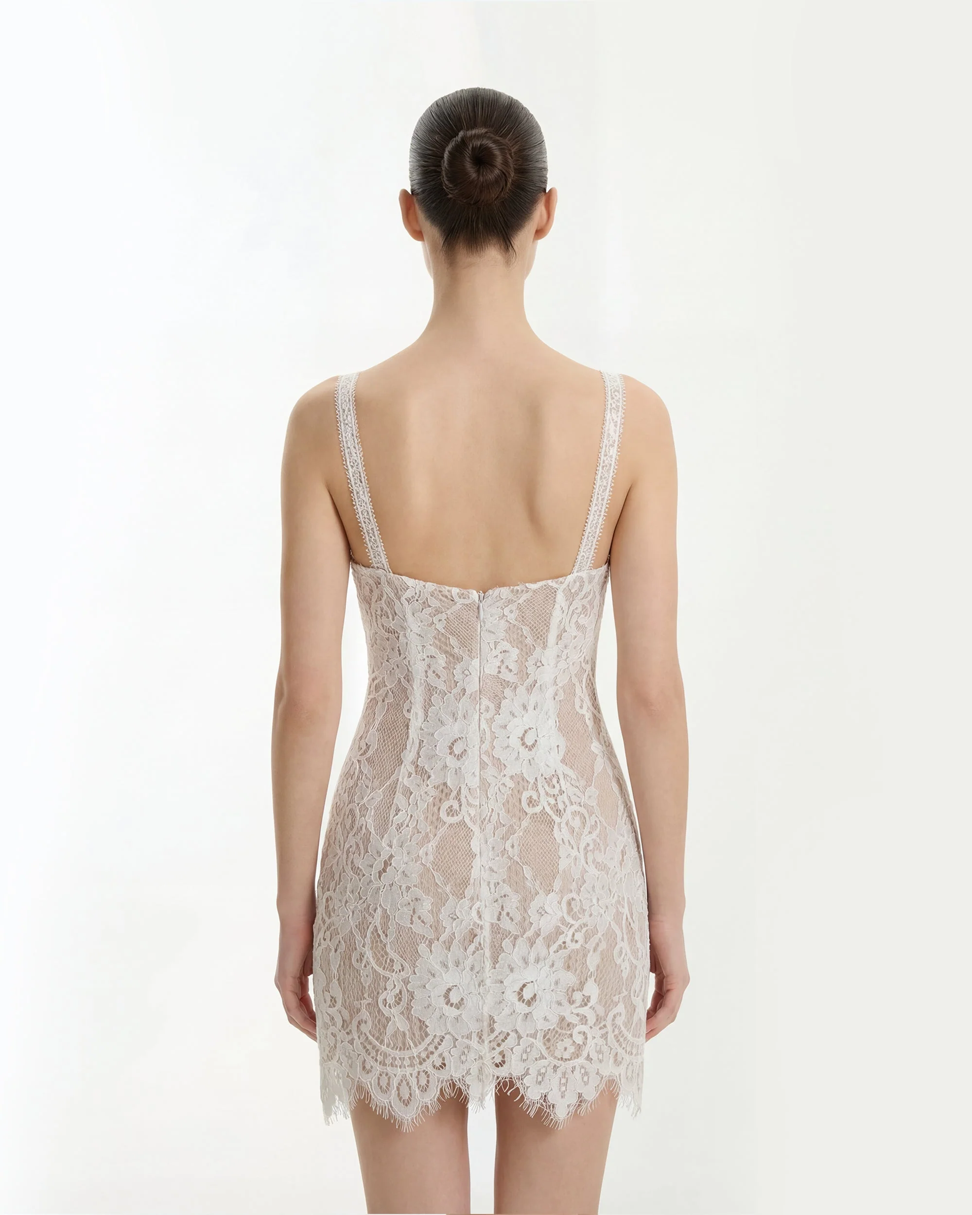 Eyelash Lace Bustier Bodycon Dress - White - Image 3