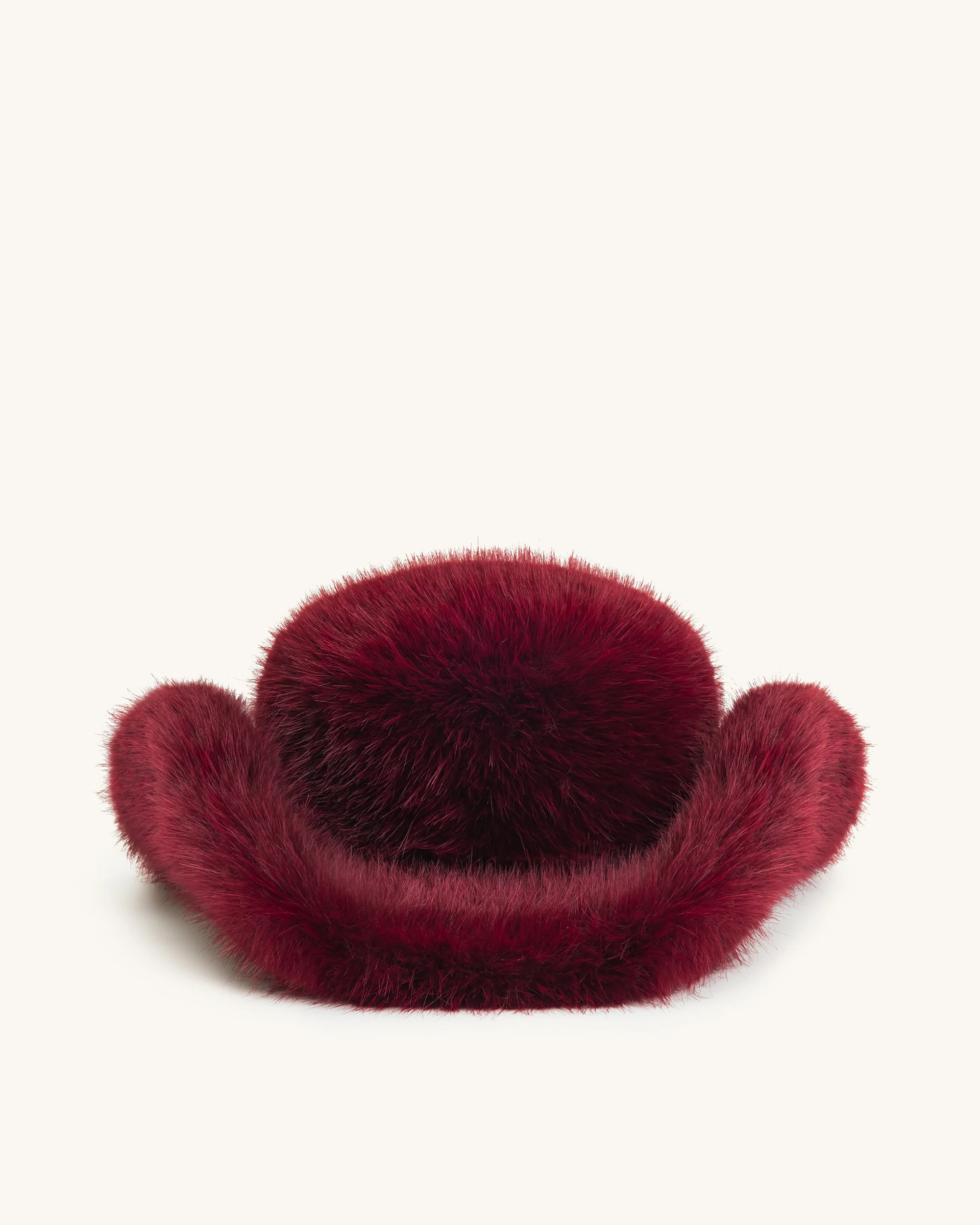 Elora Faux Fur Cowboy Hat - Burgundy - Image 3