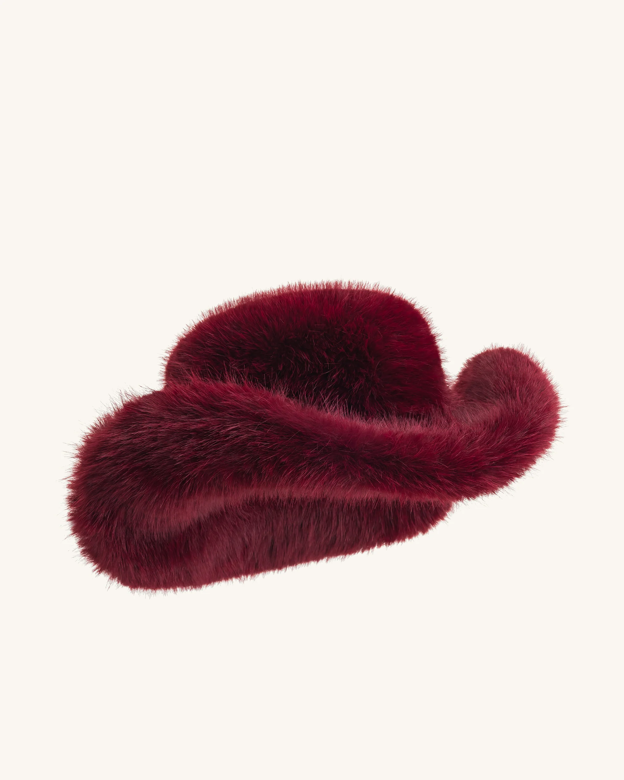 Elora Faux Fur Cowboy Hat - Burgundy - Image 4