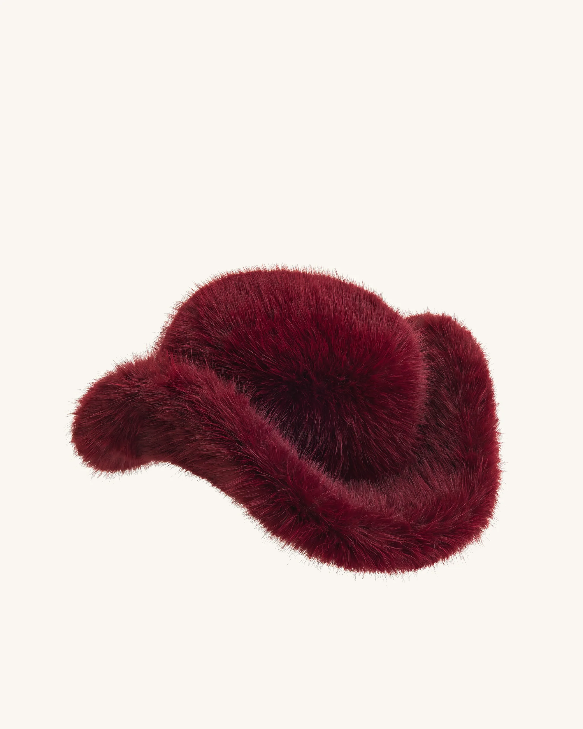 Elora Faux Fur Cowboy Hat - Burgundy - Image 5