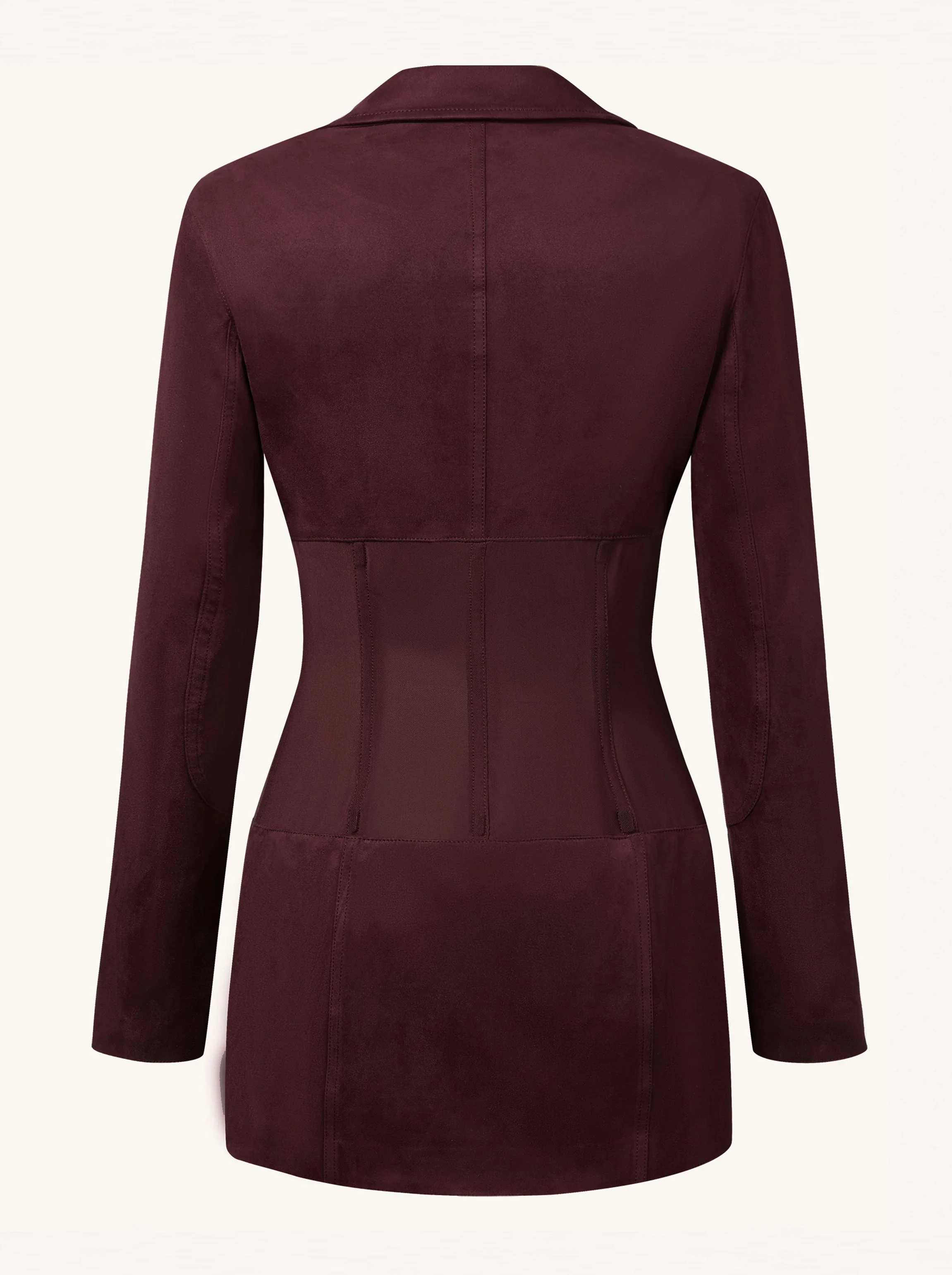 Faux Suede Corset Jacket Mini Dress - Claret - Image 6