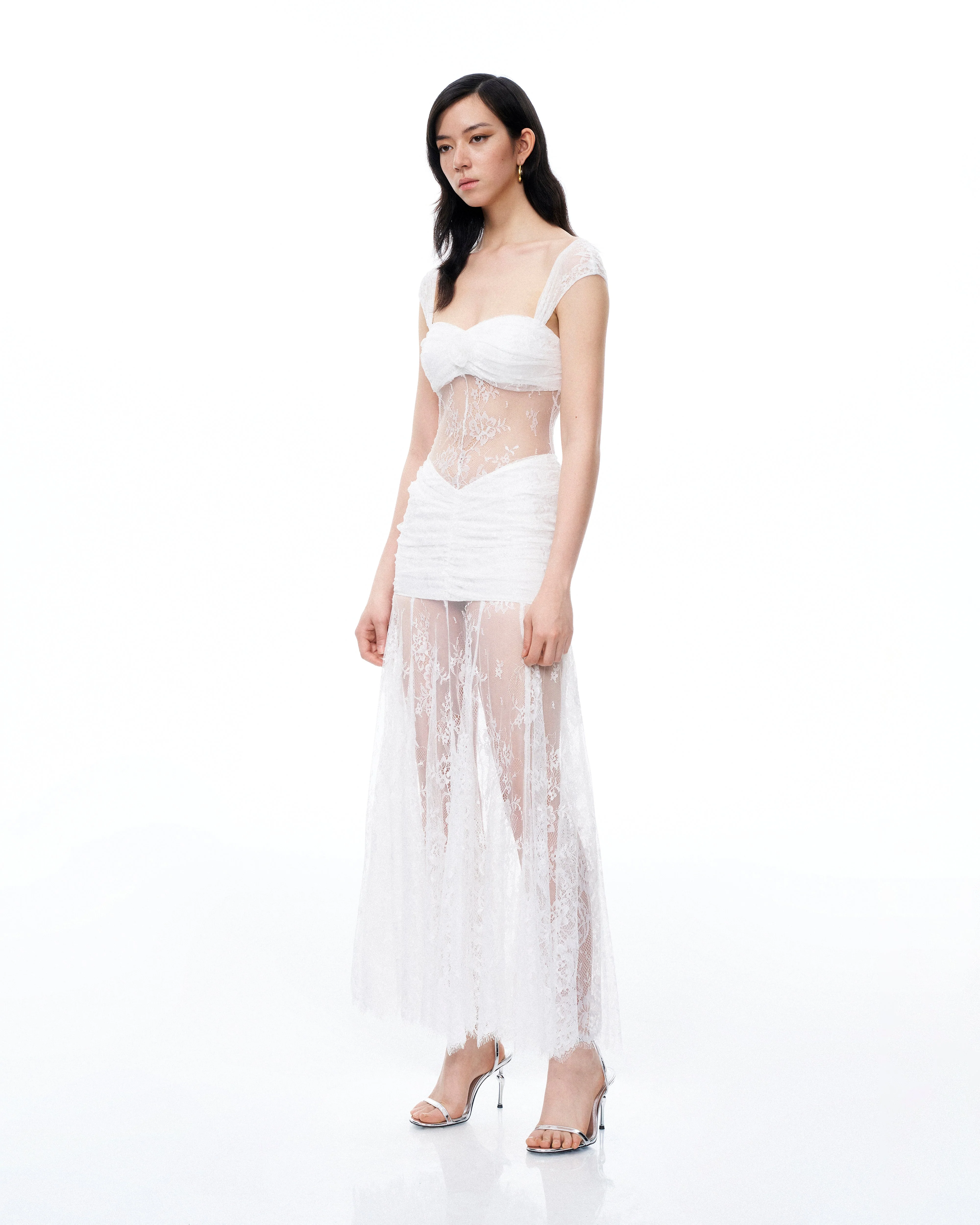 Fiorentina 3D Floral Lace Dress - White - Image 2