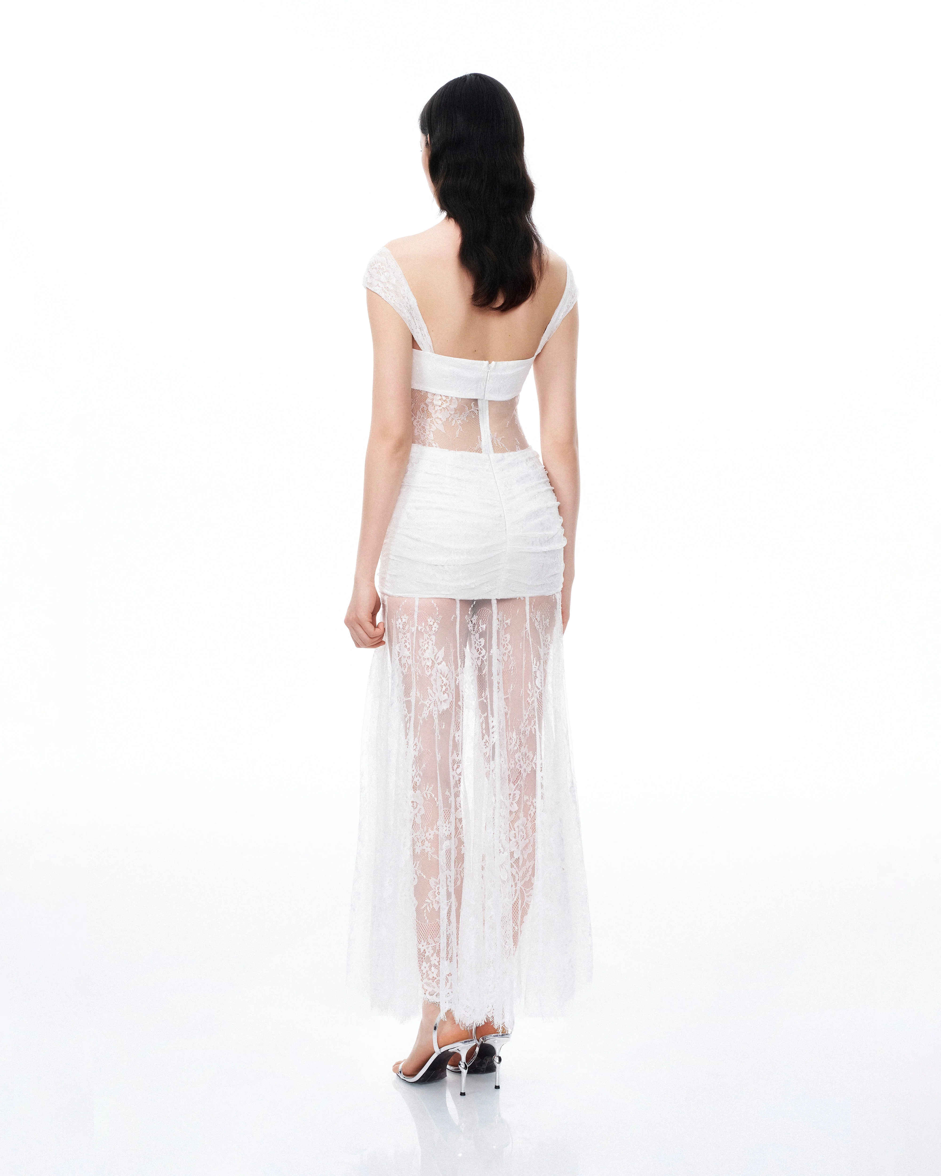 Fiorentina 3D Floral Lace Dress - White - Image 3