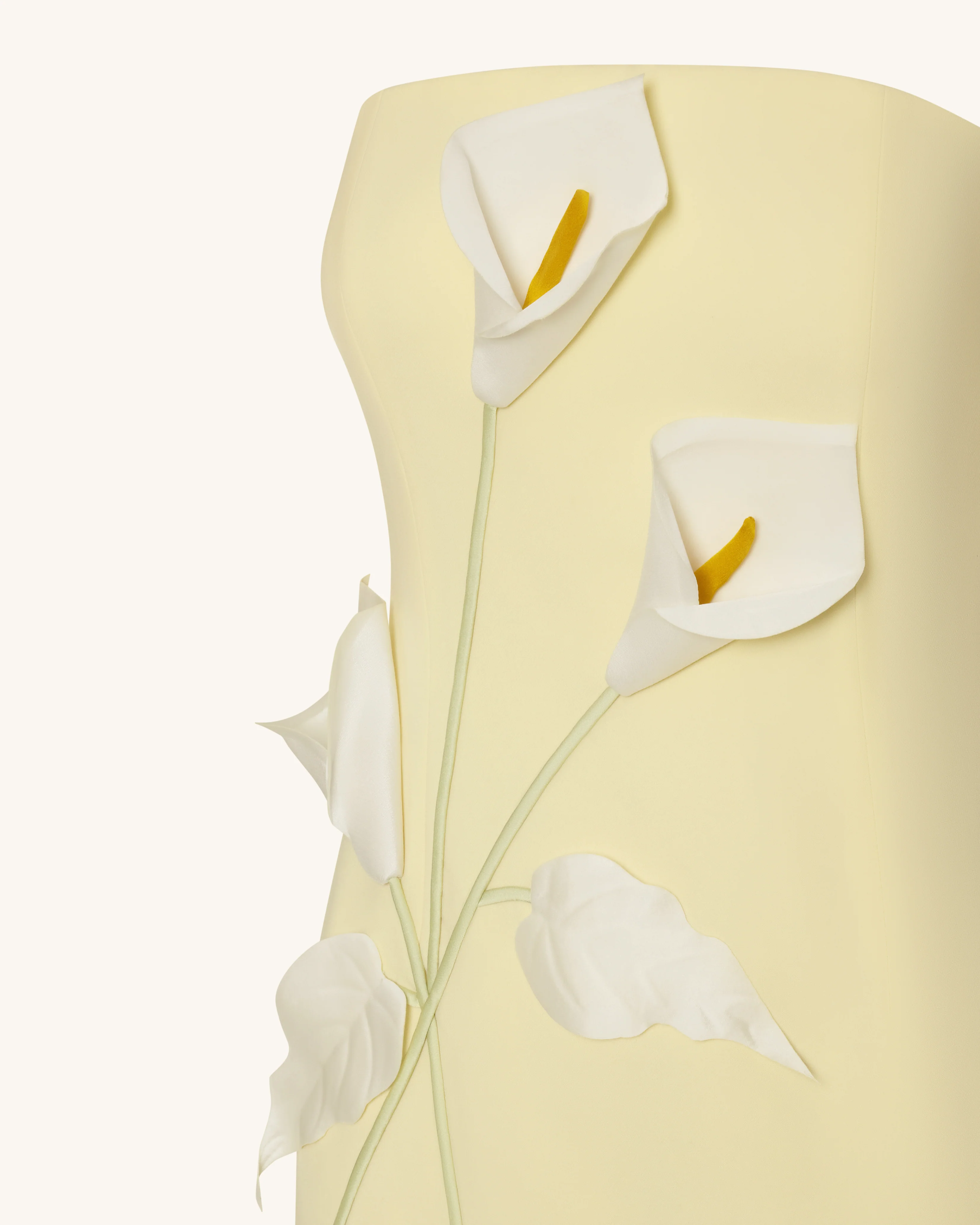 Floral Appliqué Strapless Dress - Yellow - Image 5