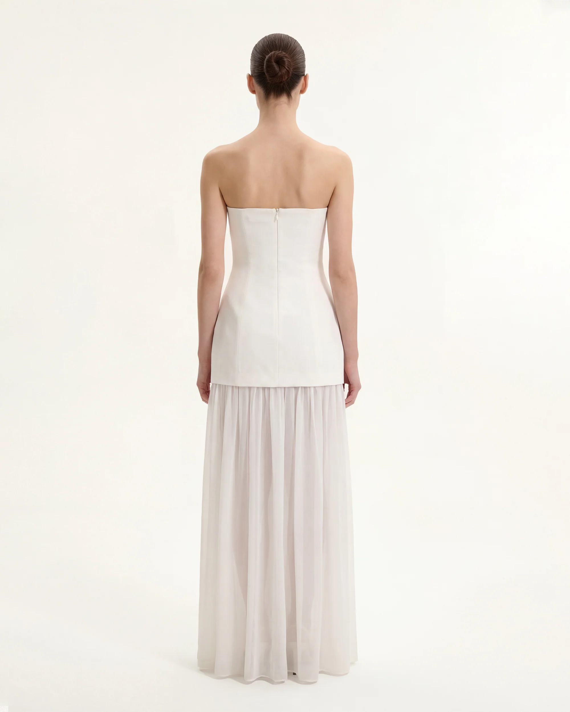Floral Print Strapless Mixed Maxi Dress - Ivory - Image 2