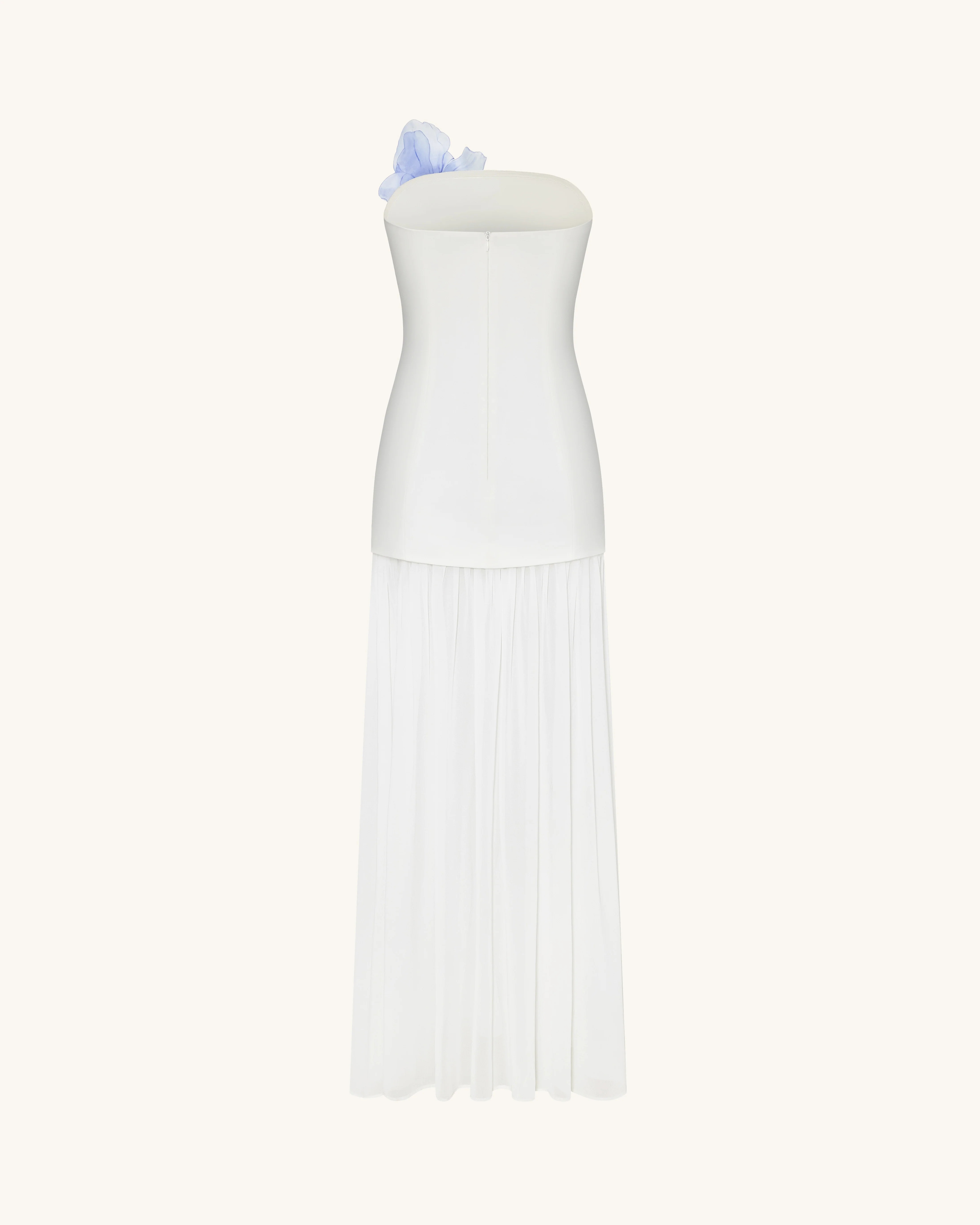 Floral Print Strapless Mixed Maxi Dress - Ivory - Image 4