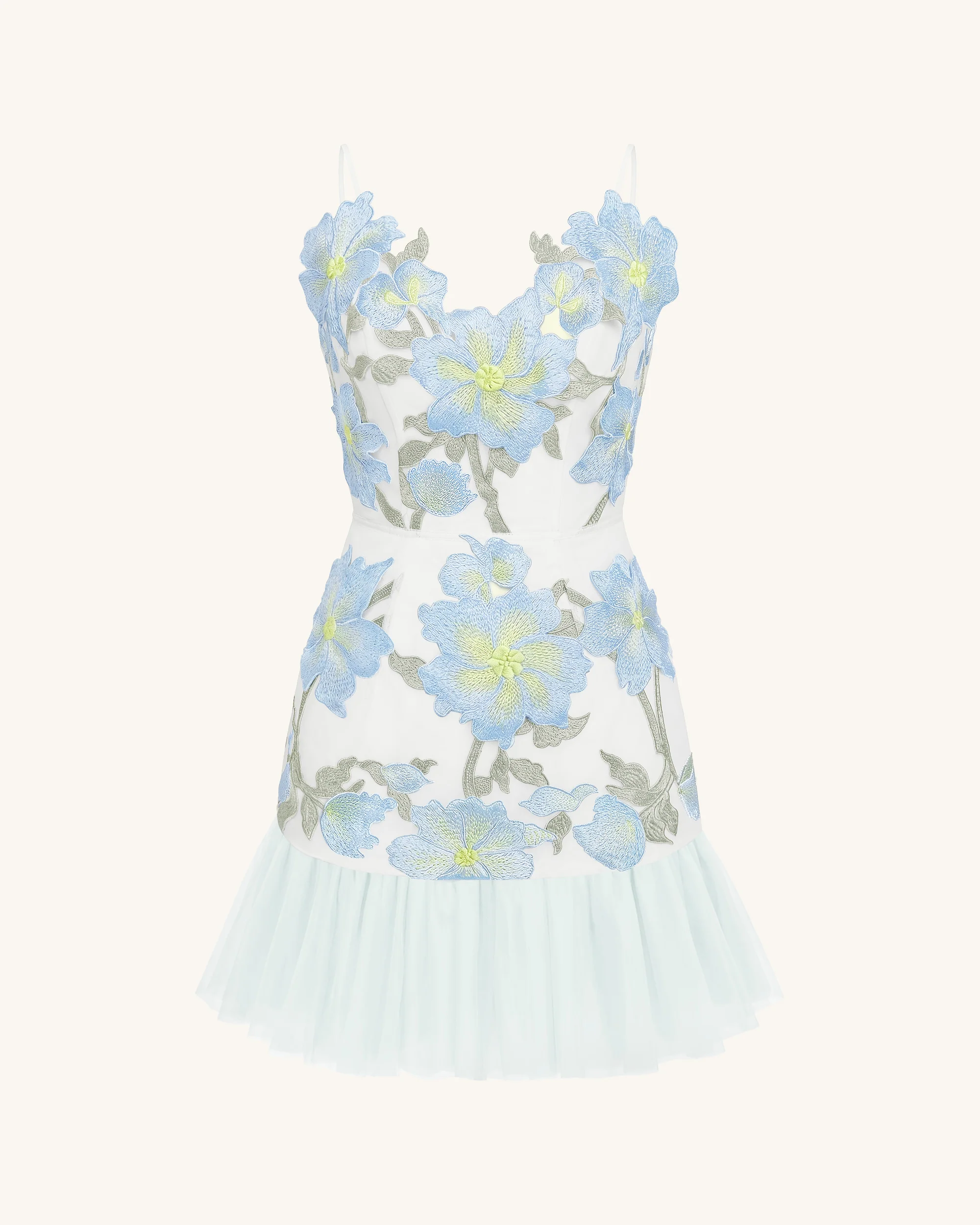 Floral Sling Mini Dress - Baby Blue - Image 3