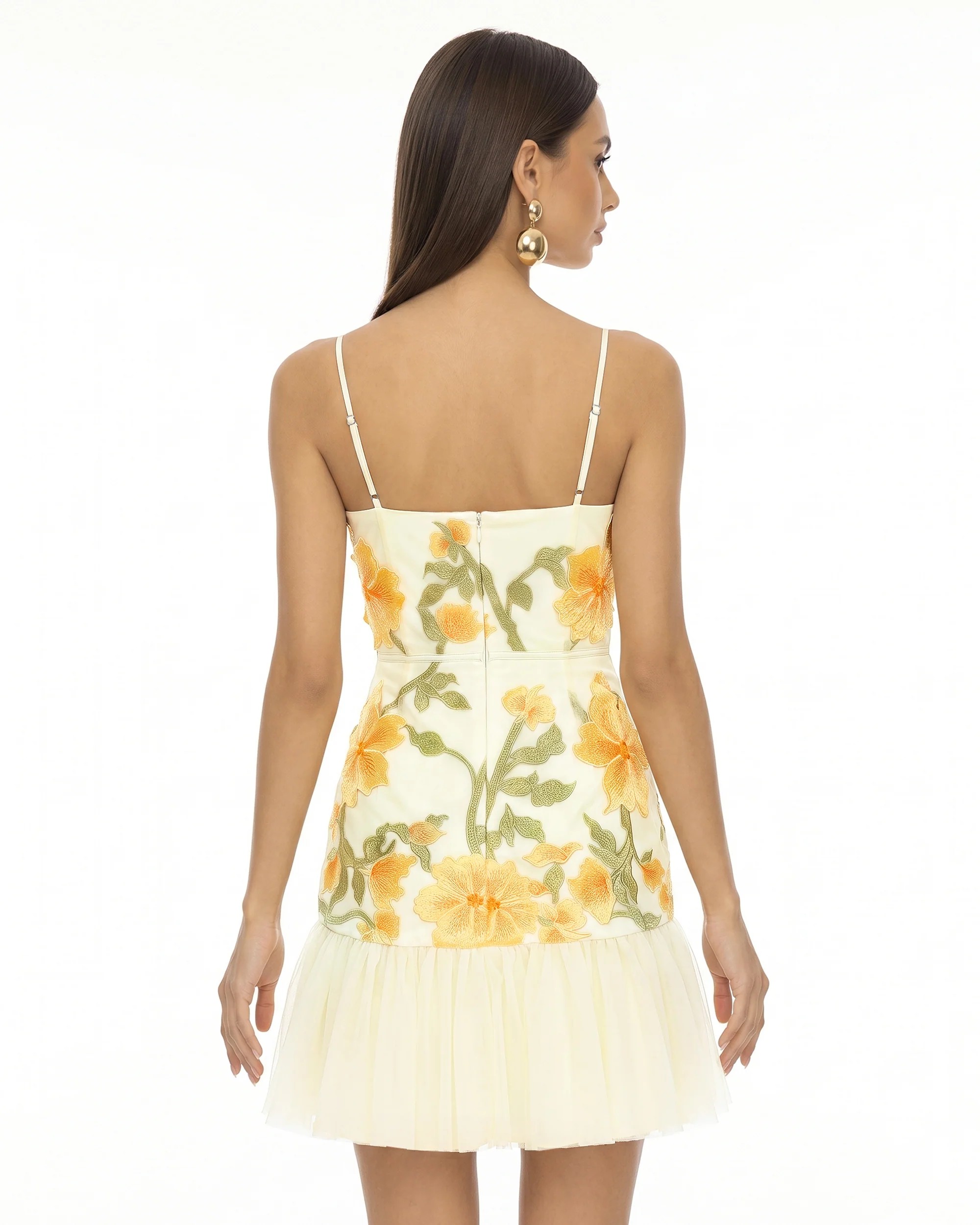 Floral Sling Mini Dress - Marigold - Image 2