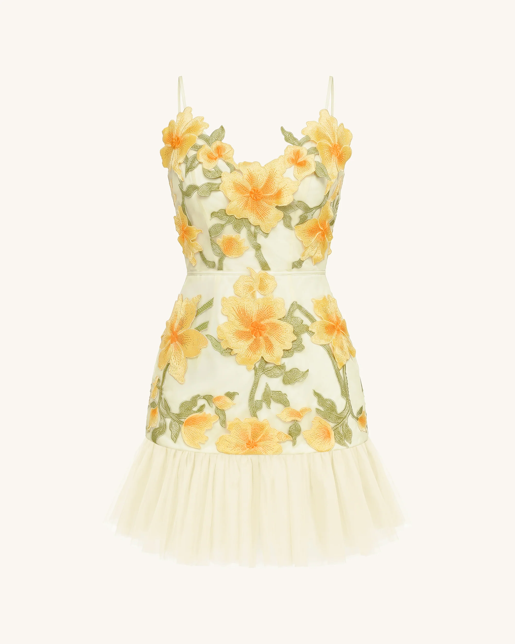 Floral Sling Mini Dress - Marigold - Image 3
