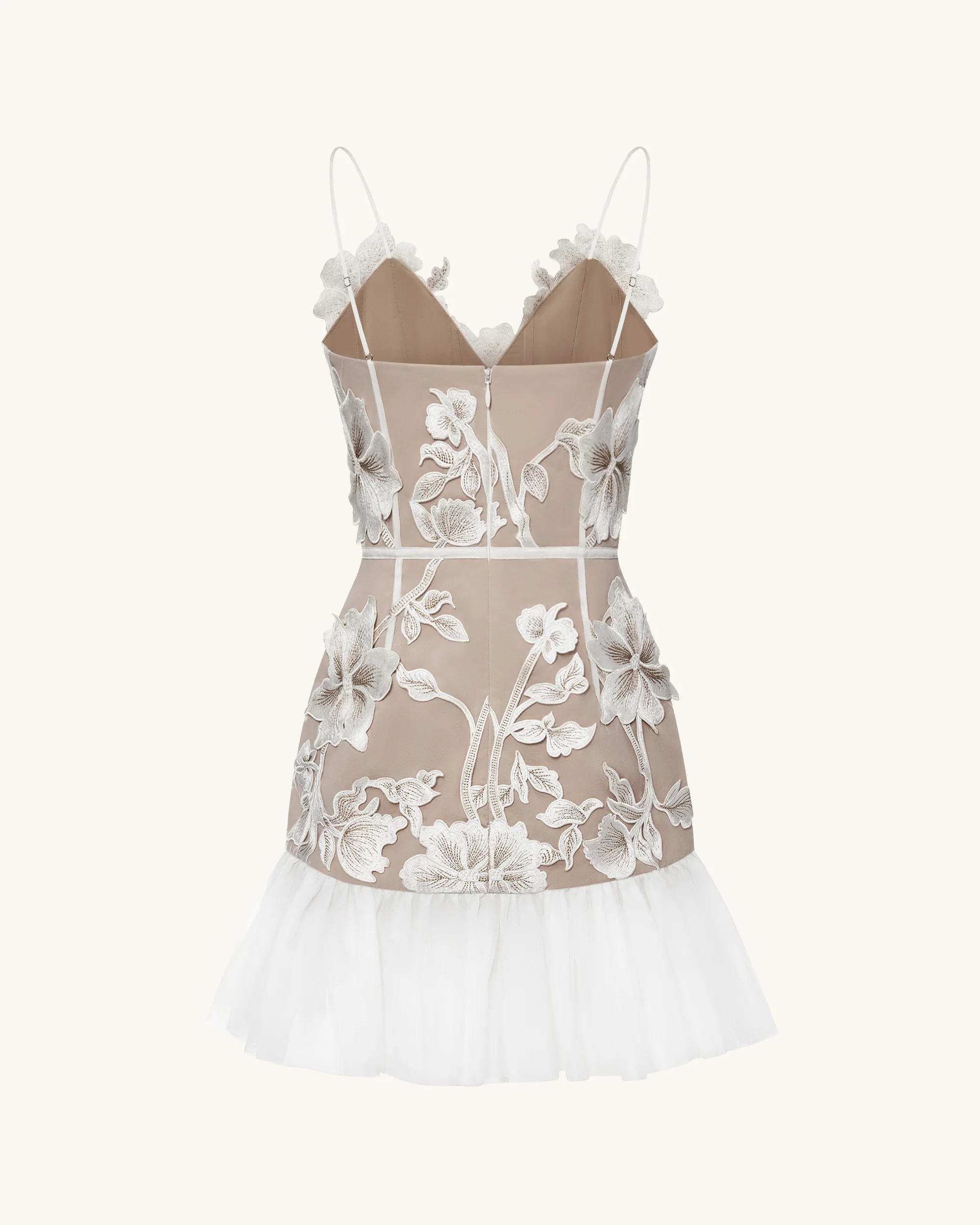 Floral Sling Mini Dress - White - Image 4