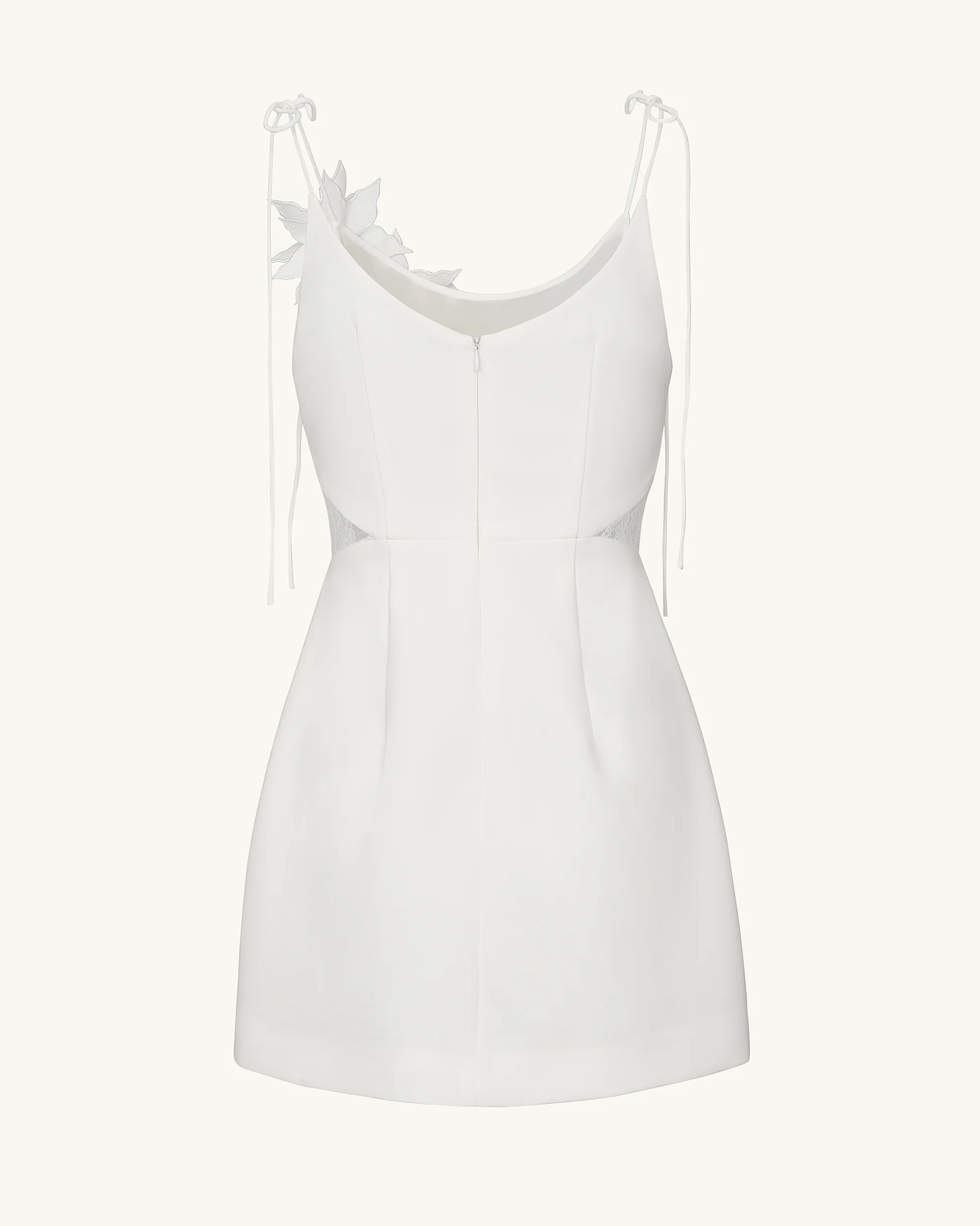 Floral Vine Tie Dress - White - Image 5