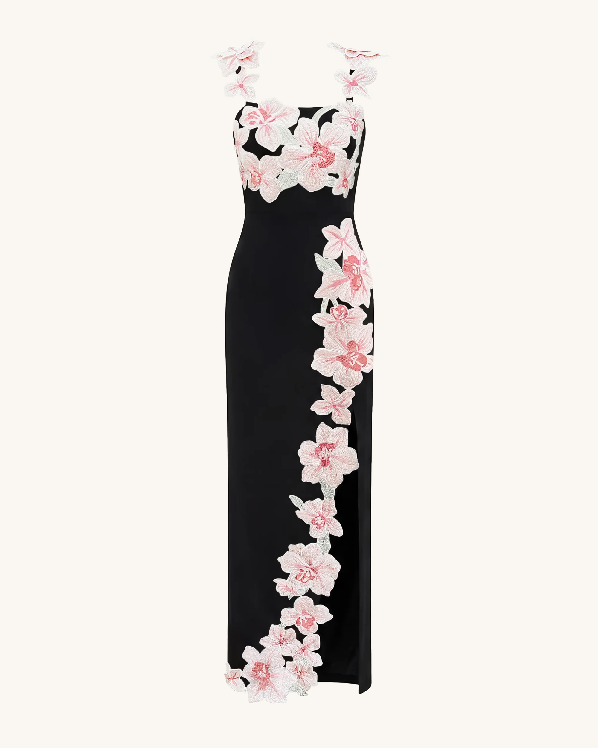 Flower Embroidered Dress - Black/Pink - Image 3