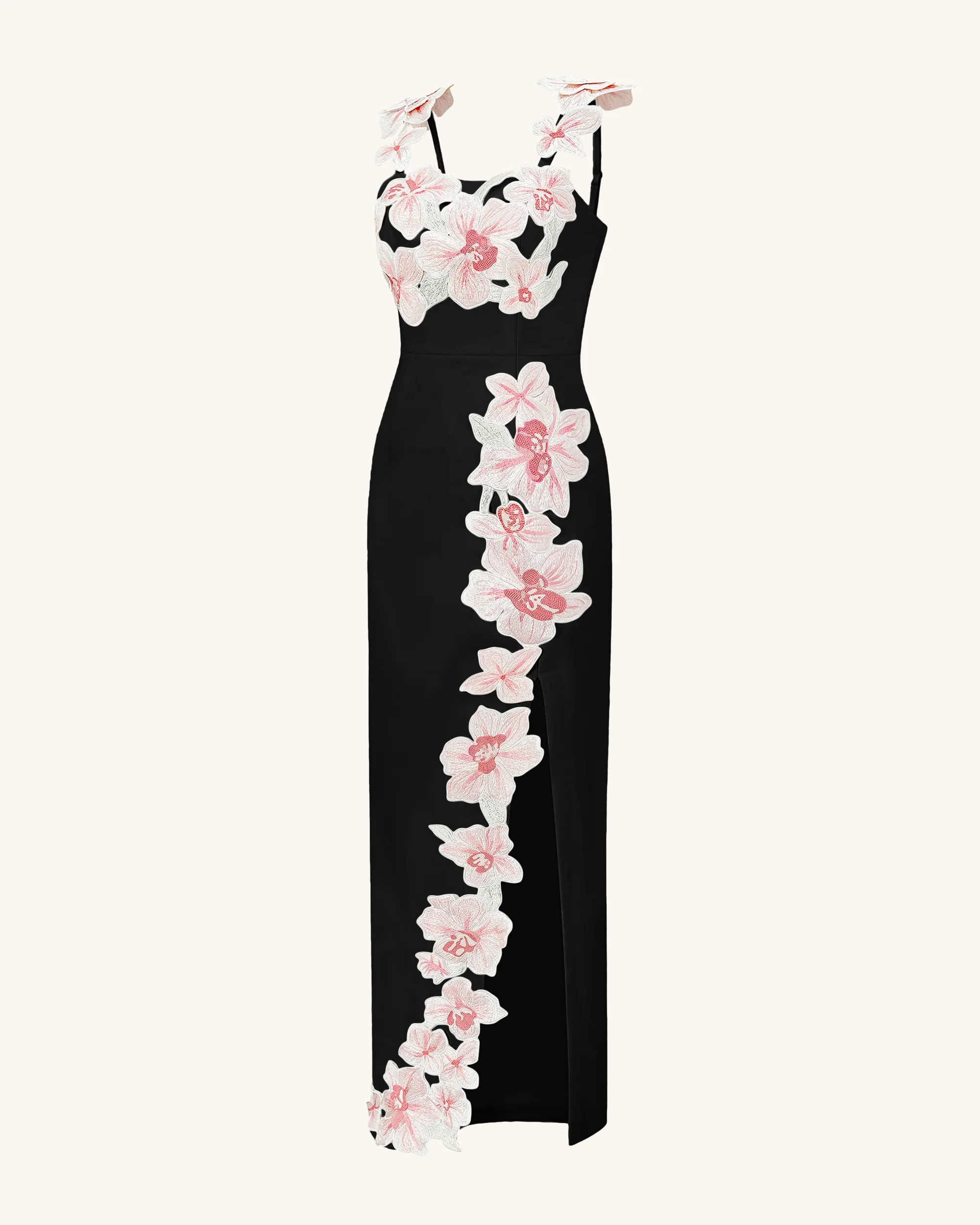 Flower Embroidered Dress - Black/Pink - Image 4
