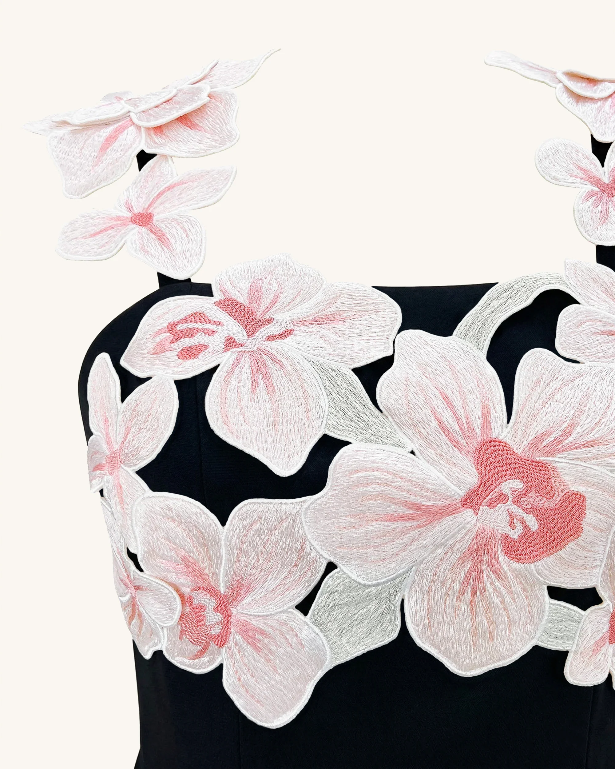 Flower Embroidered Dress - Black/Pink - Image 6