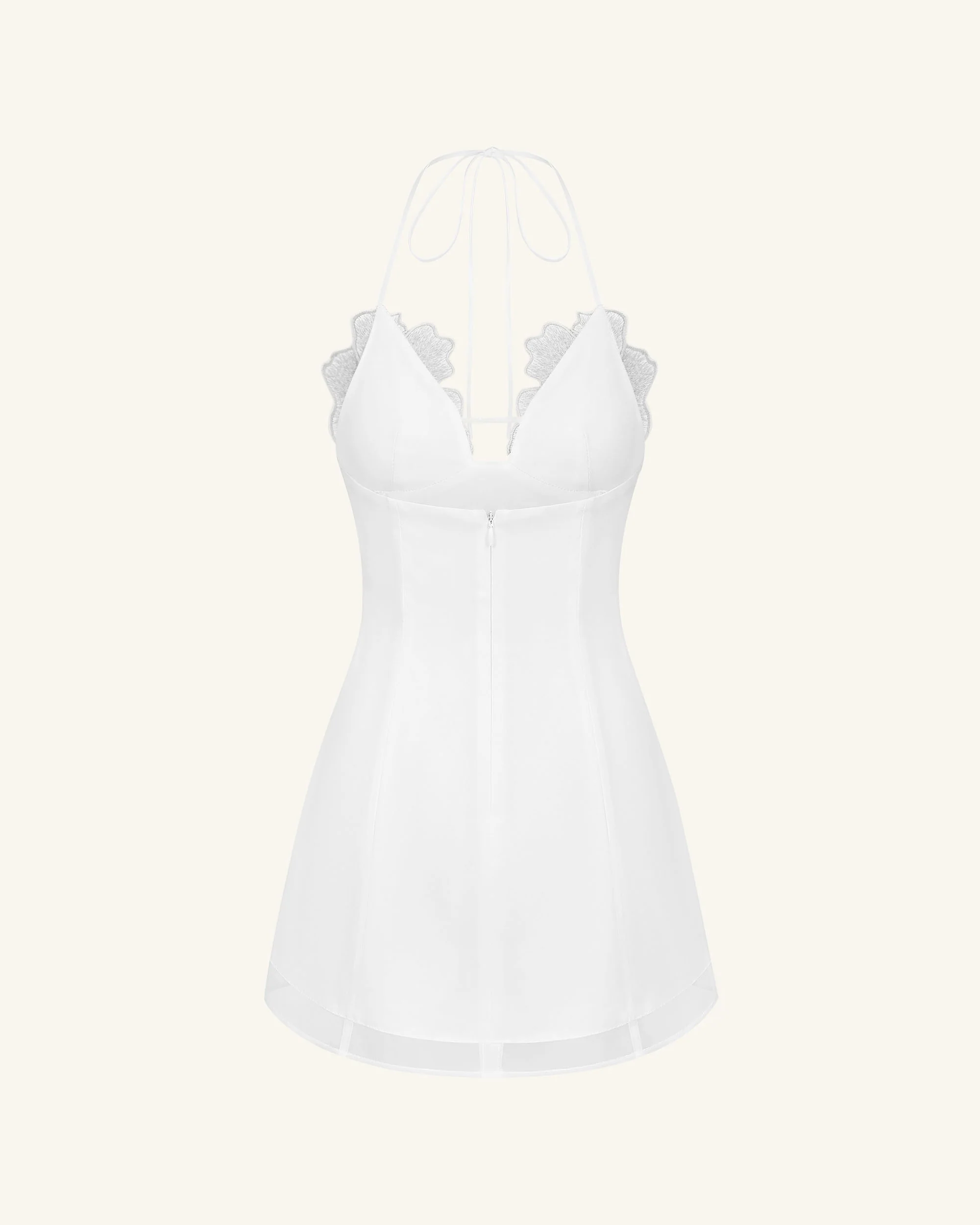 Flower Embroidered Mini Dress - White - Image 4