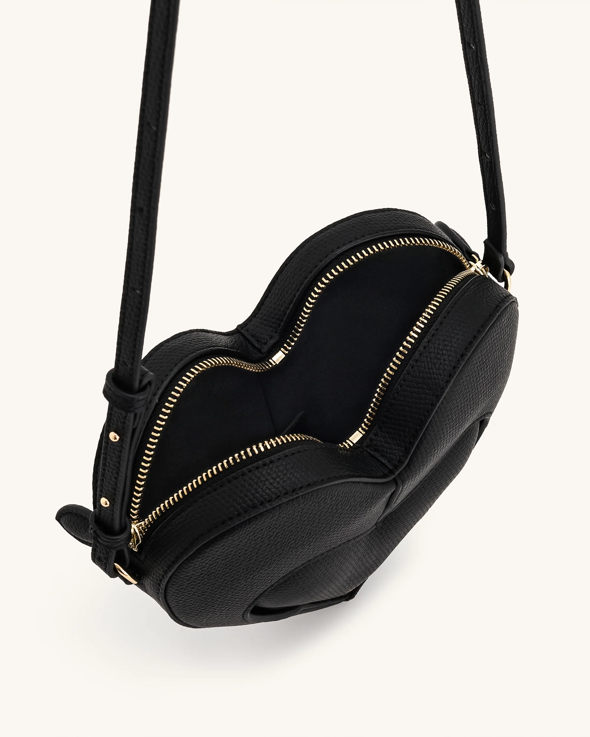 Francisca Heart Shaped Crossbody Bag - Black - Image 4