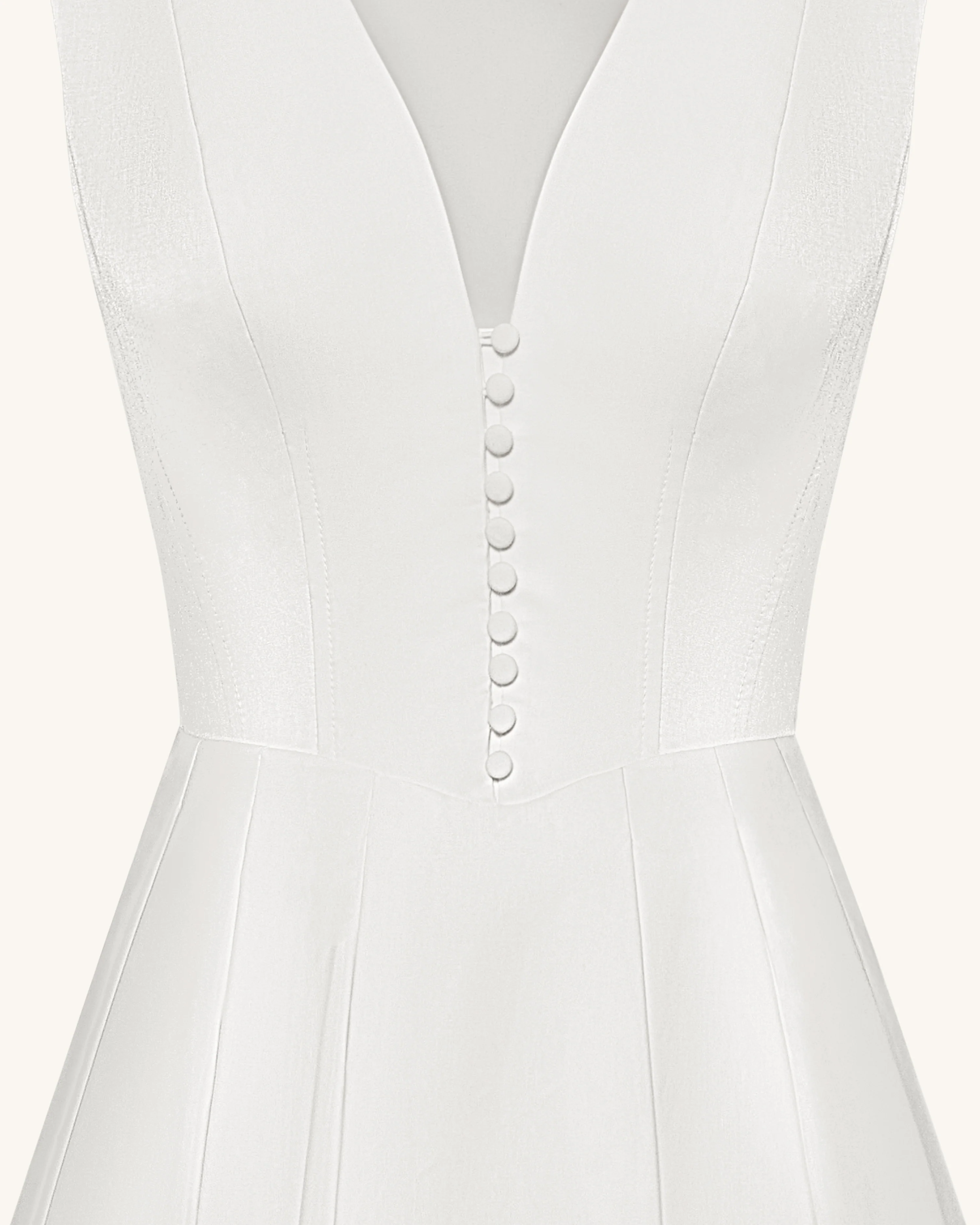 Front V-Neck Pleated Midi Dress - White - Image 7