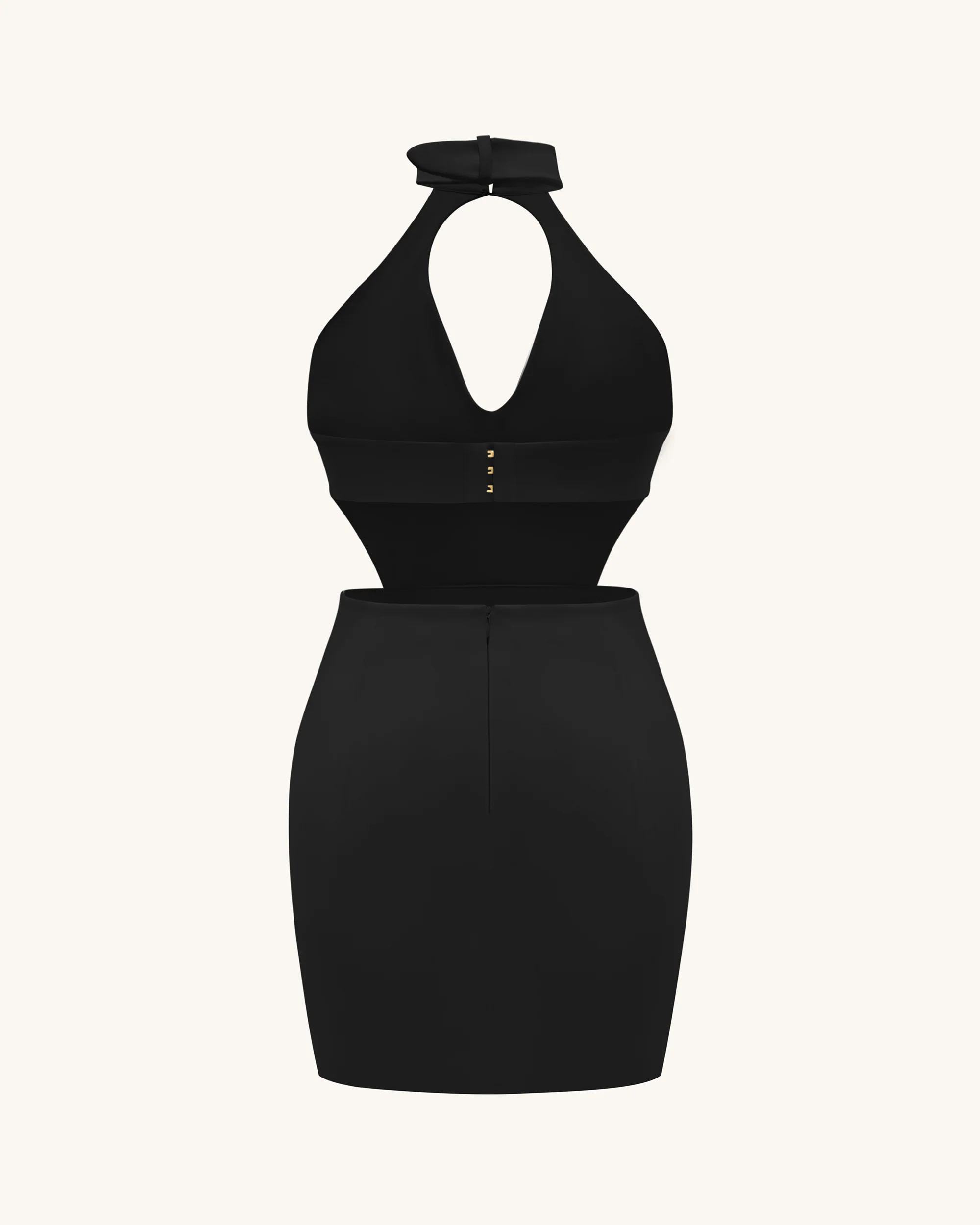 Gabriella Belted Cutout Halter Mini Dress - Black - Image 4