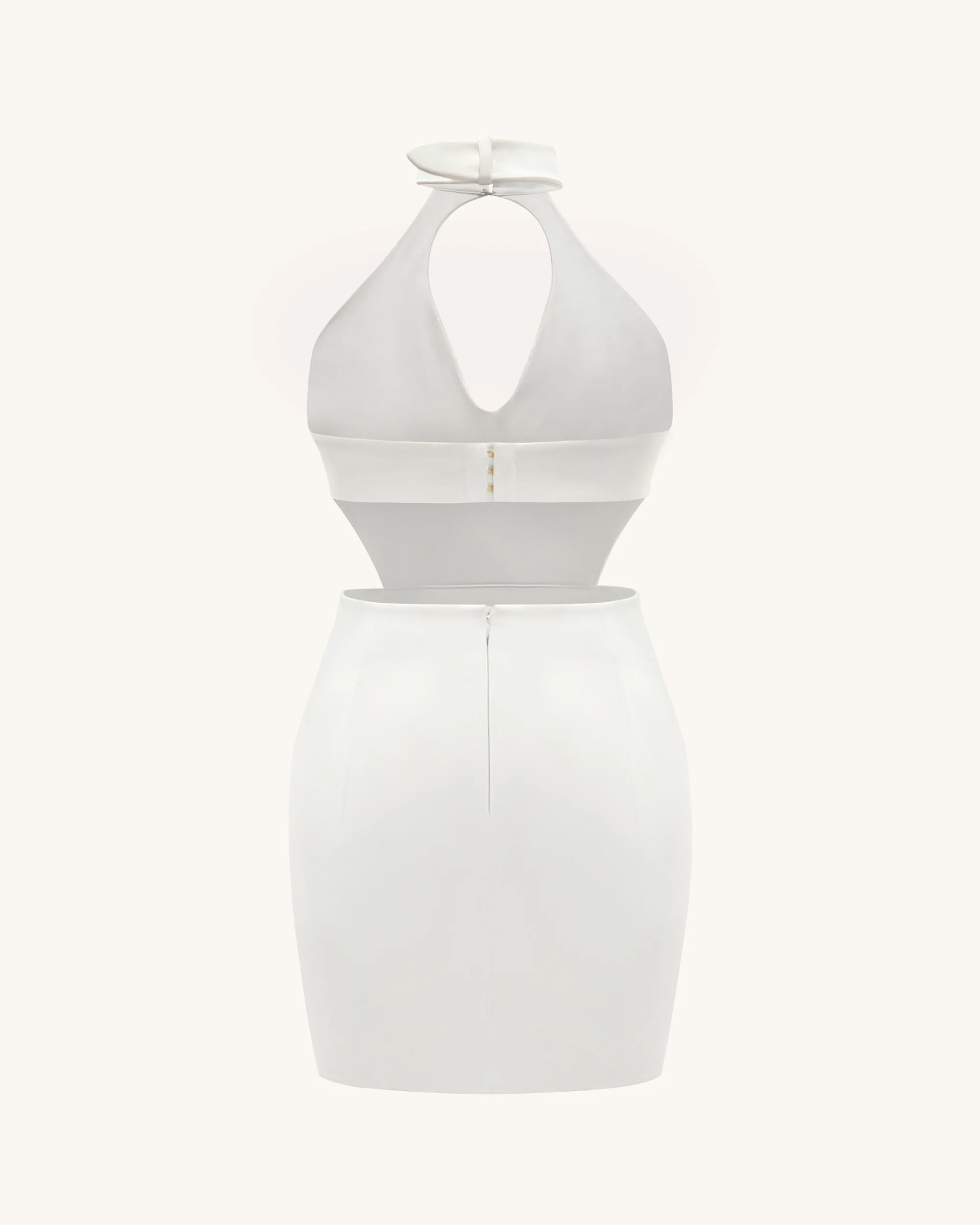 Gabriella Belted Cutout Halter Mini Dress - Ivory - Image 4