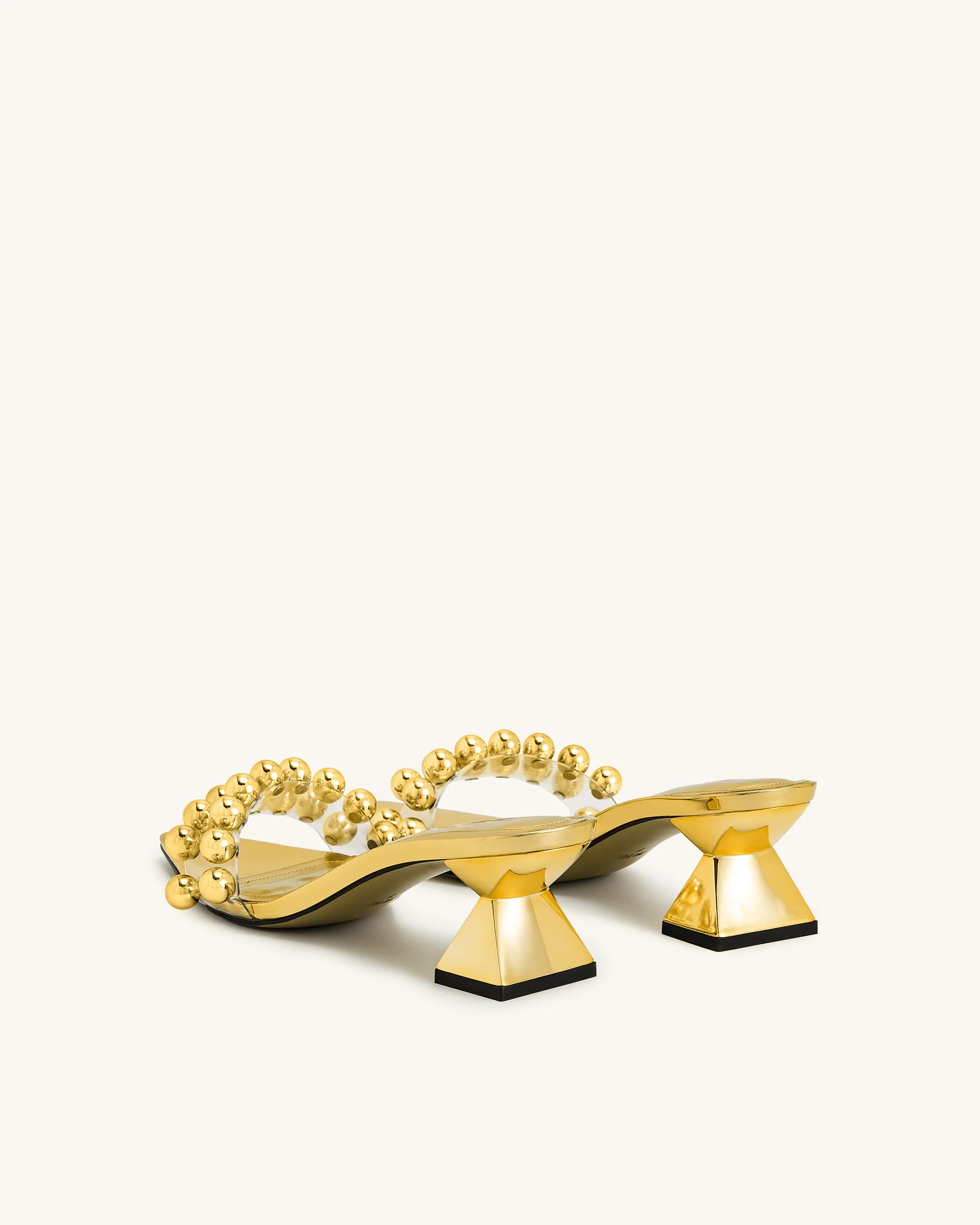 Gianna Beaded Strap Mules - Gold - Image 4