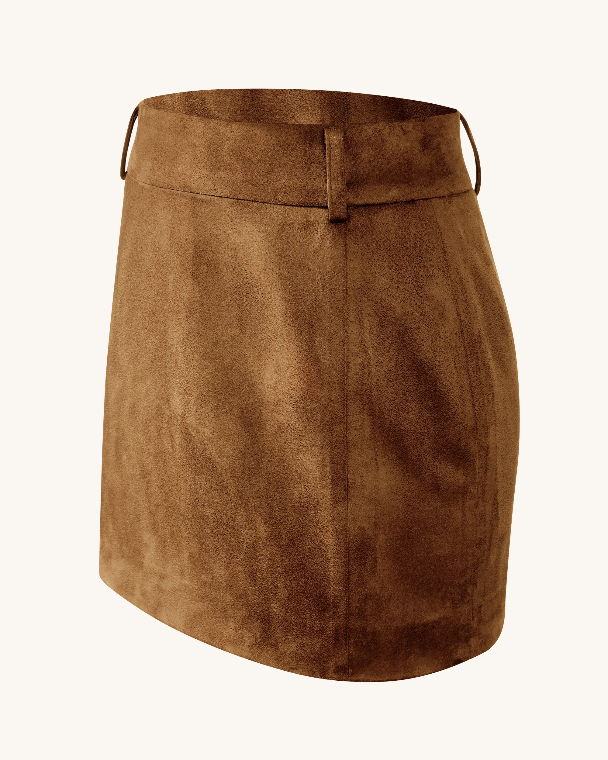 Grace Faux Suede Crop Top and Mini Skirt Set - Camel - Image 7