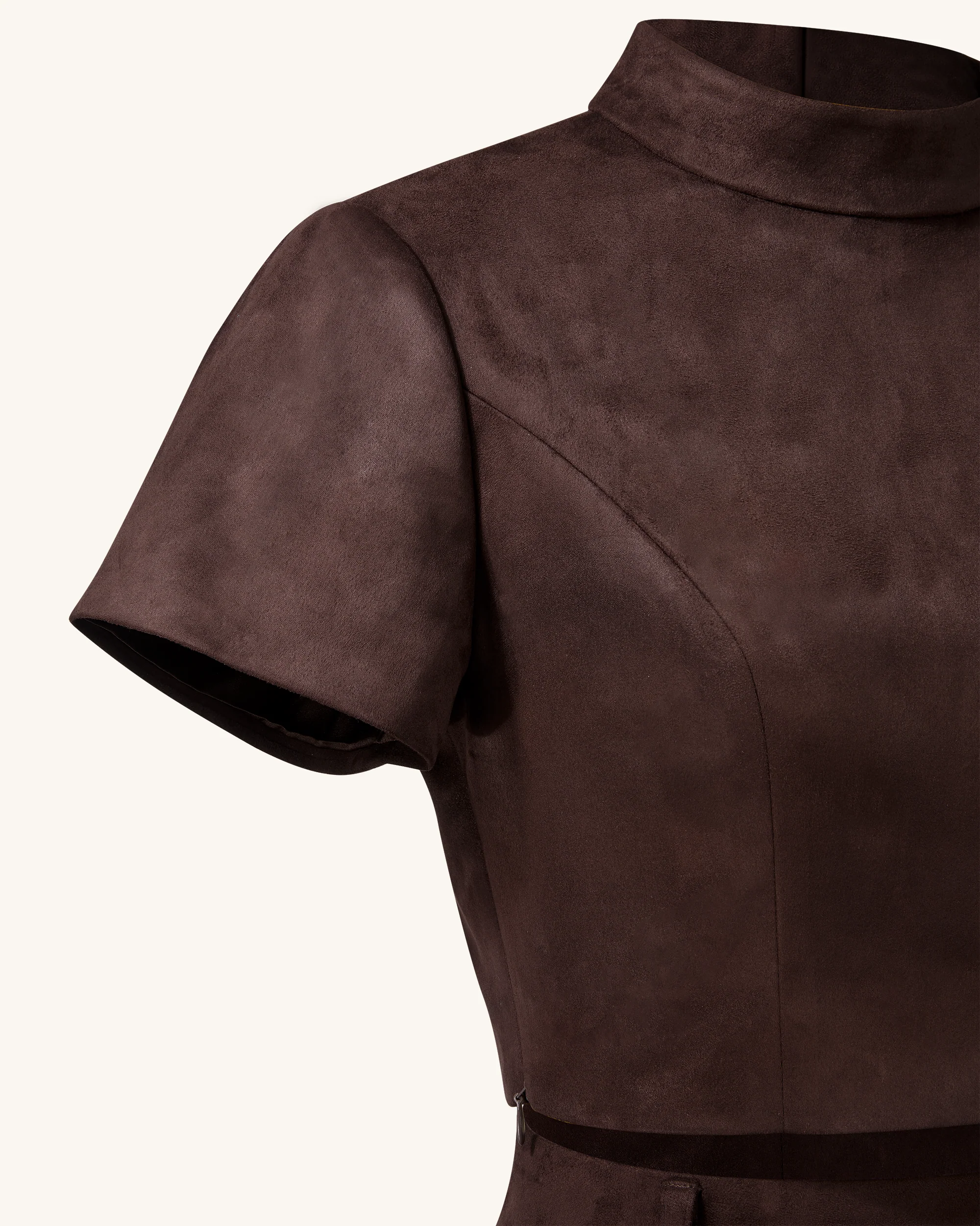 Grace Faux Suede Crop Top and Mini Skirt Set - Chocolate Brown - Image 7