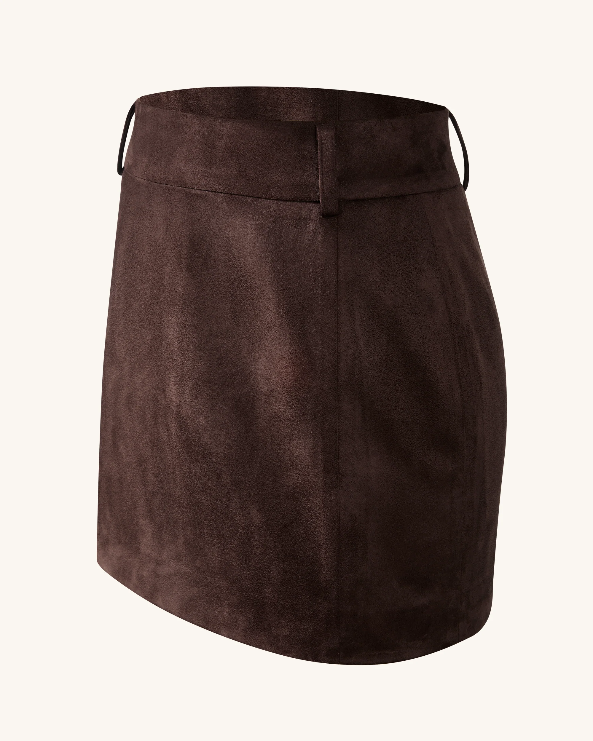Grace Faux Suede Crop Top and Mini Skirt Set - Chocolate Brown - Image 8