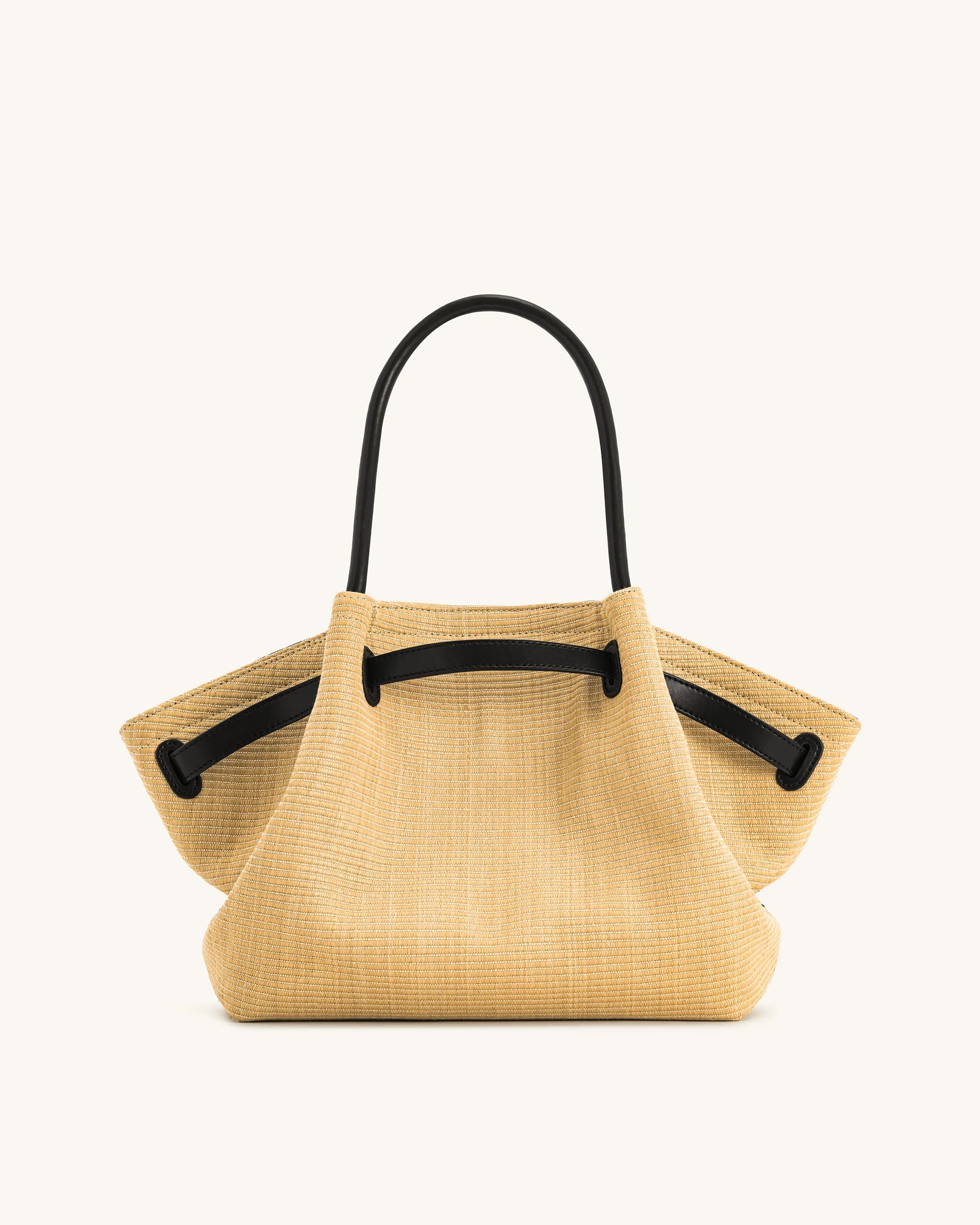 Hana Medium Faux Straw Tote Bag - Brown Straw - Image 5
