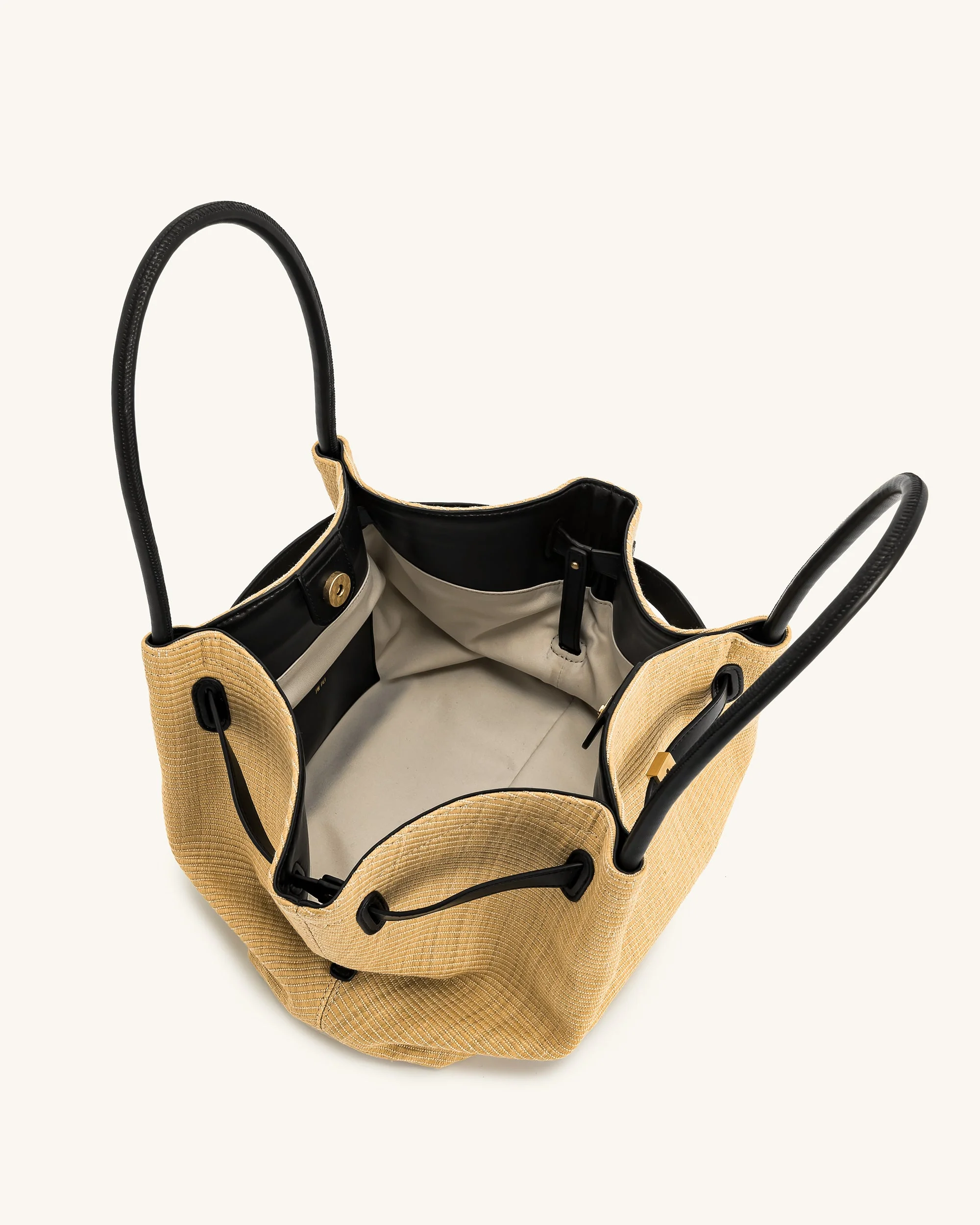 Hana Medium Faux Straw Tote Bag - Brown Straw - Image 6