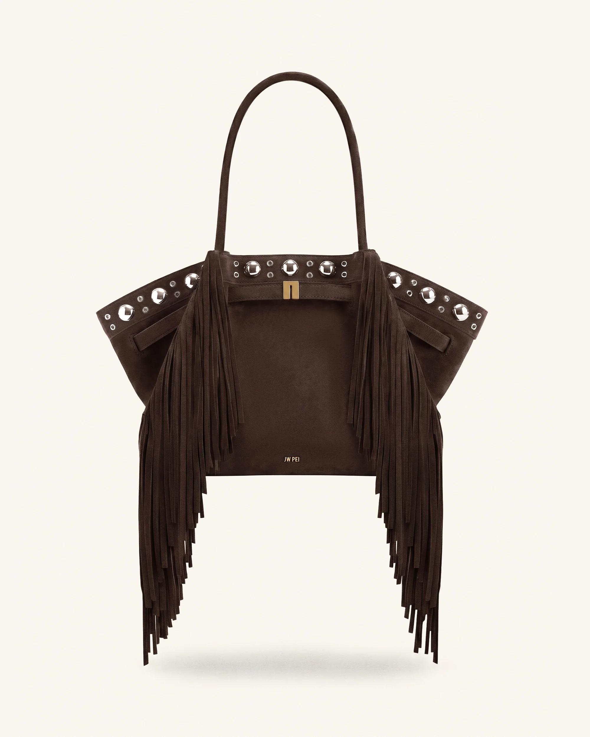 Hana Medium Faux Suede Tassel Tote Bag - Dark Brown
