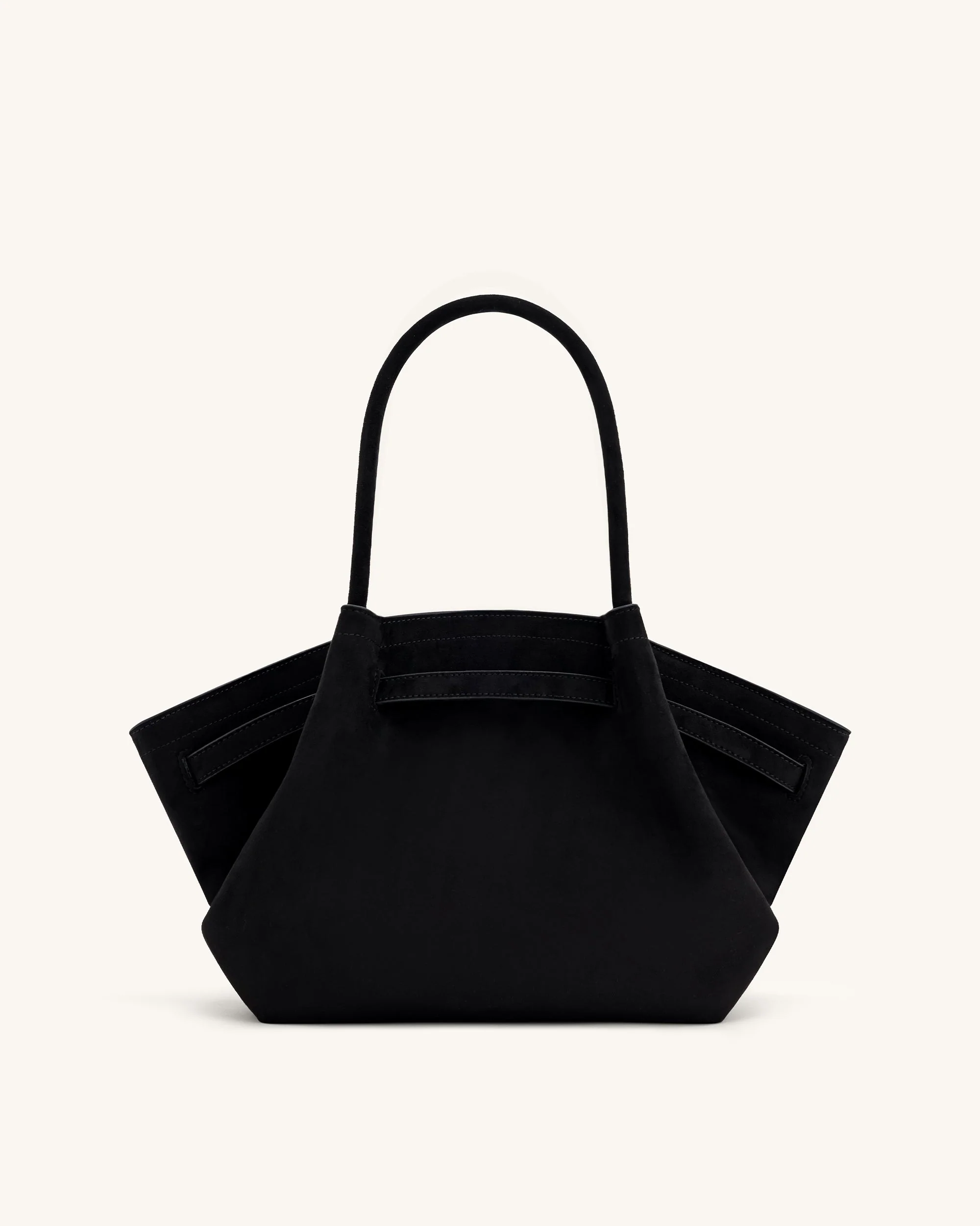 Hana Medium Faux Suede Tote Bag - Black - Image 5